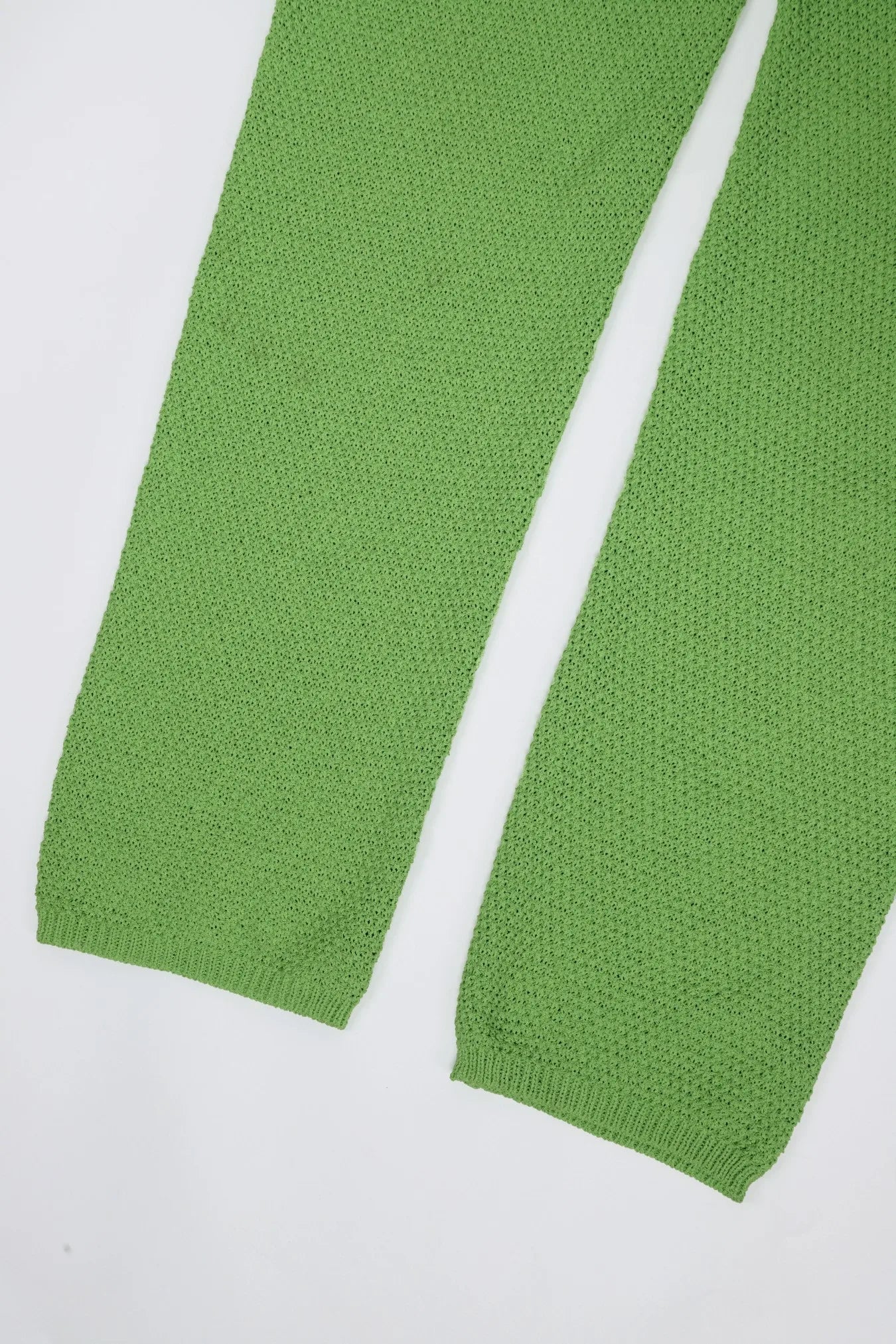 Onion green knit wide-leg hem detail