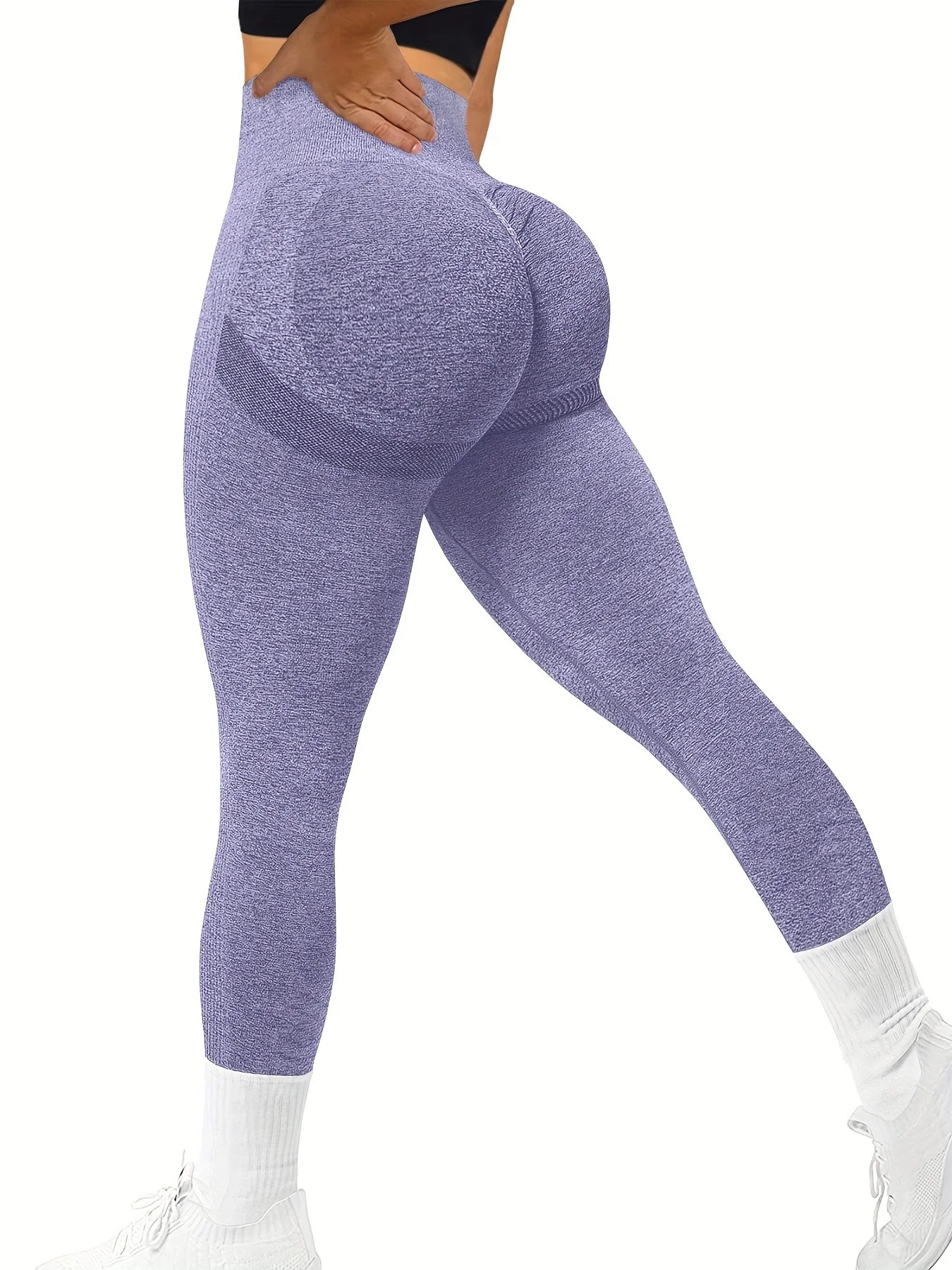 Xooie Fit Booty Sculpting Leggings in Light Purple with High Waist and Stretchy Fabric