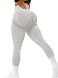 Light grey booty sculpting active leggings, high-waist, full-length