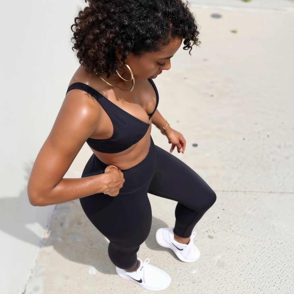 Xooie Fit Black Bra and Leggings Set for Activewear with Comfortable Fit and Stylish Design