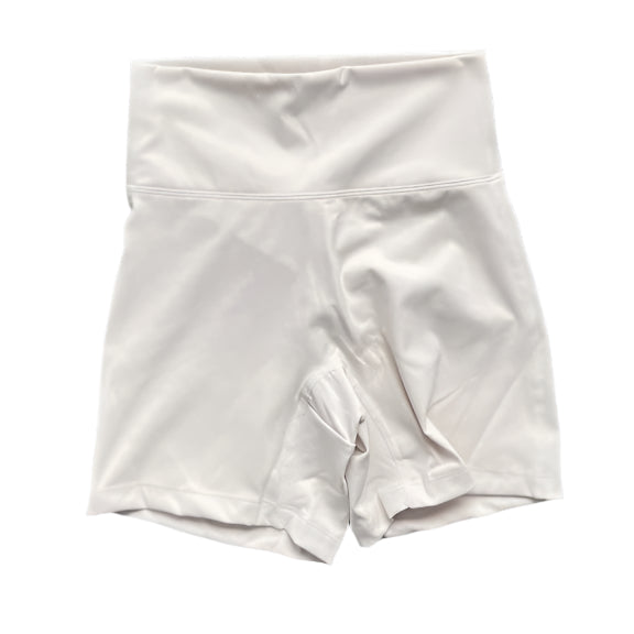 White high-waisted shorts with seam detailing at the front