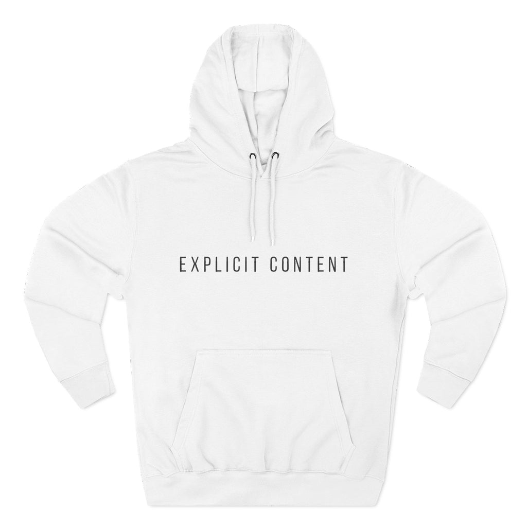 Weißer Hoodie mit Kapuze und Kordeln, „EXPLICIT CONTENT“