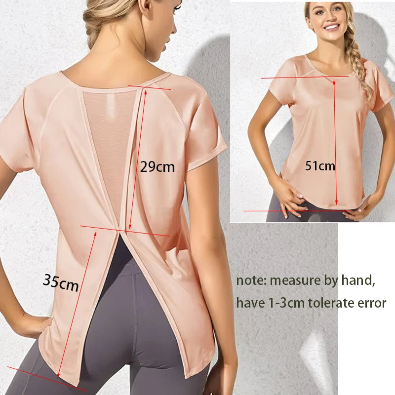 Xooie Fit light pink dovetail split workout shirt with breathable mesh back and short sleeves