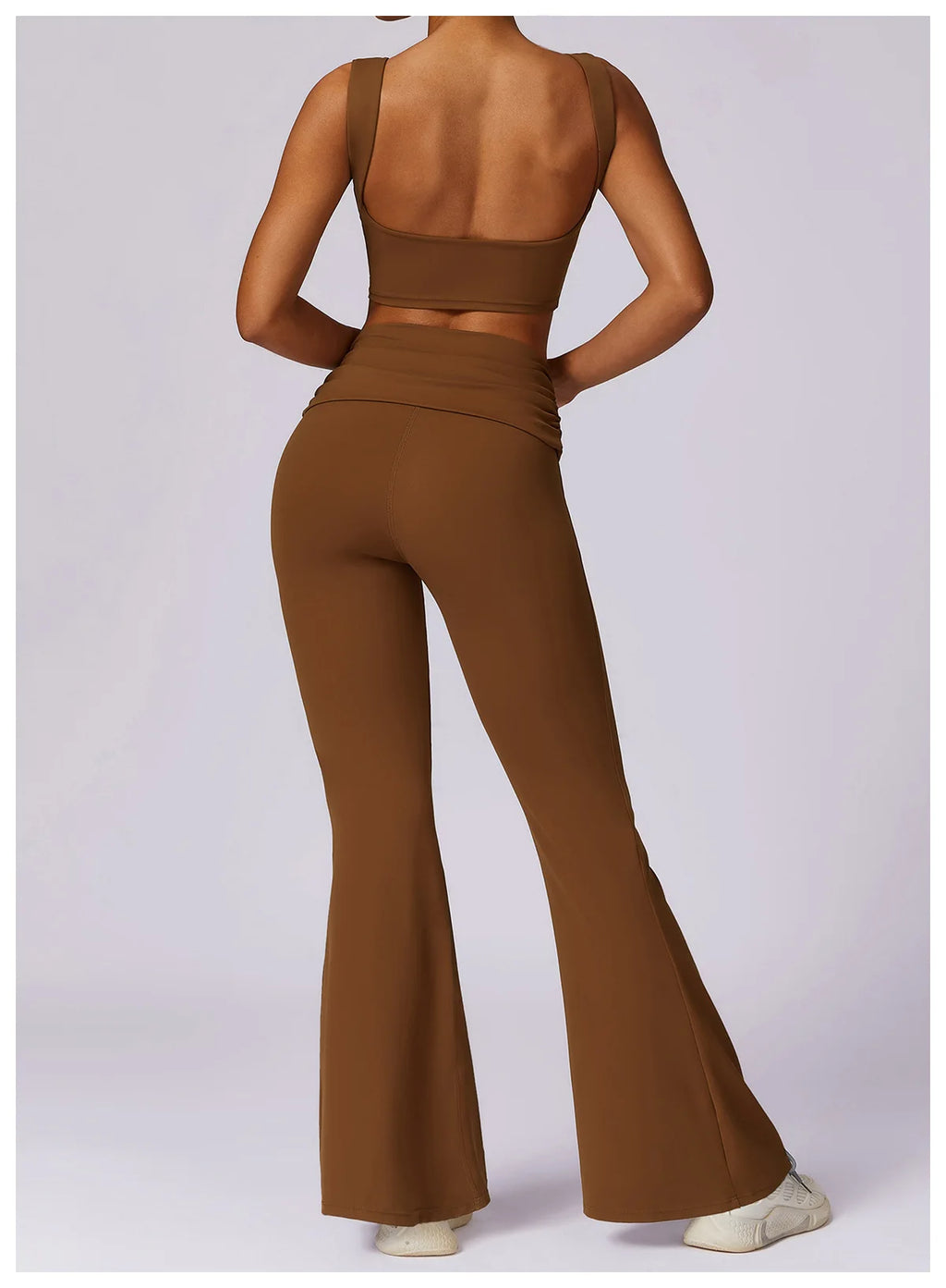 Brown sports bra crop top with racerback straps
