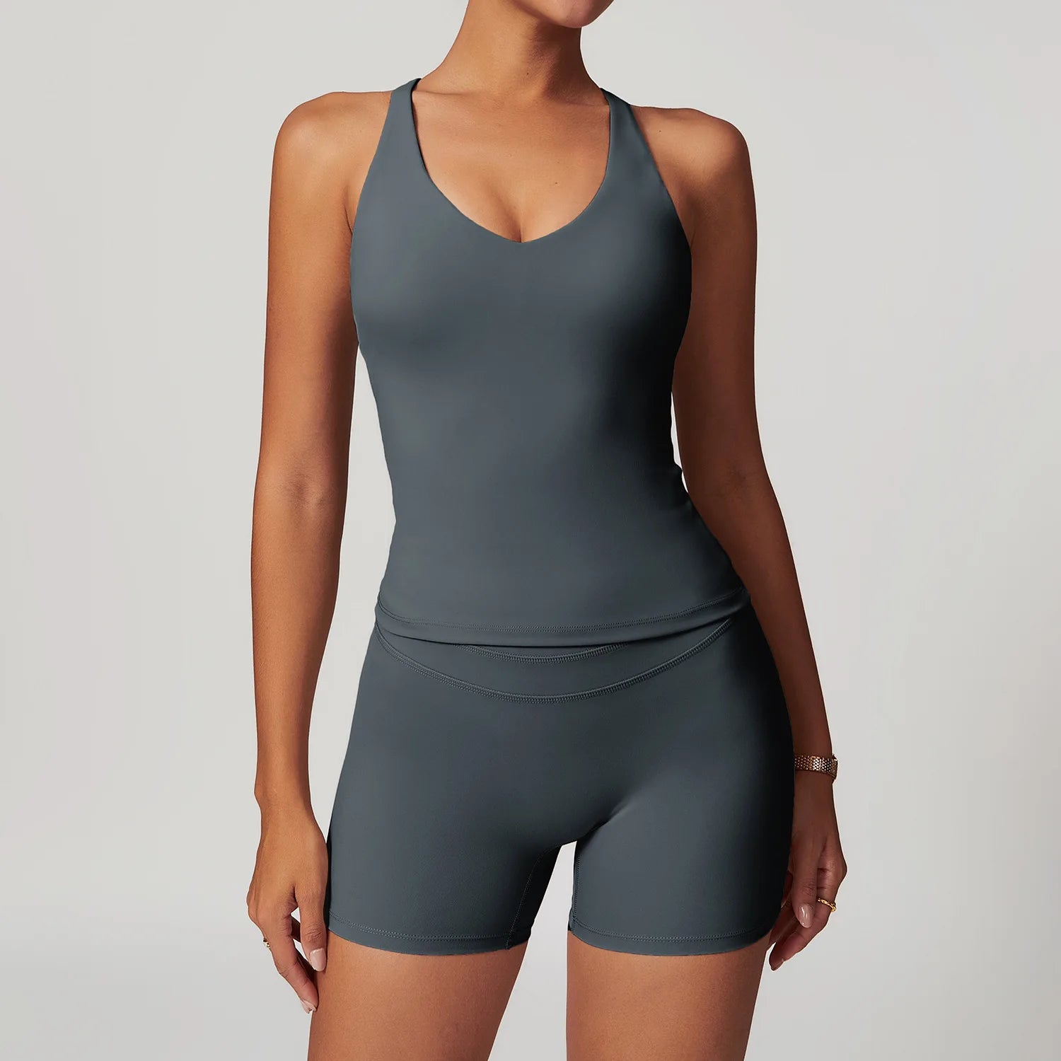 Sunshine Sensation | Fitness Tank Top + Biker Shorts Set