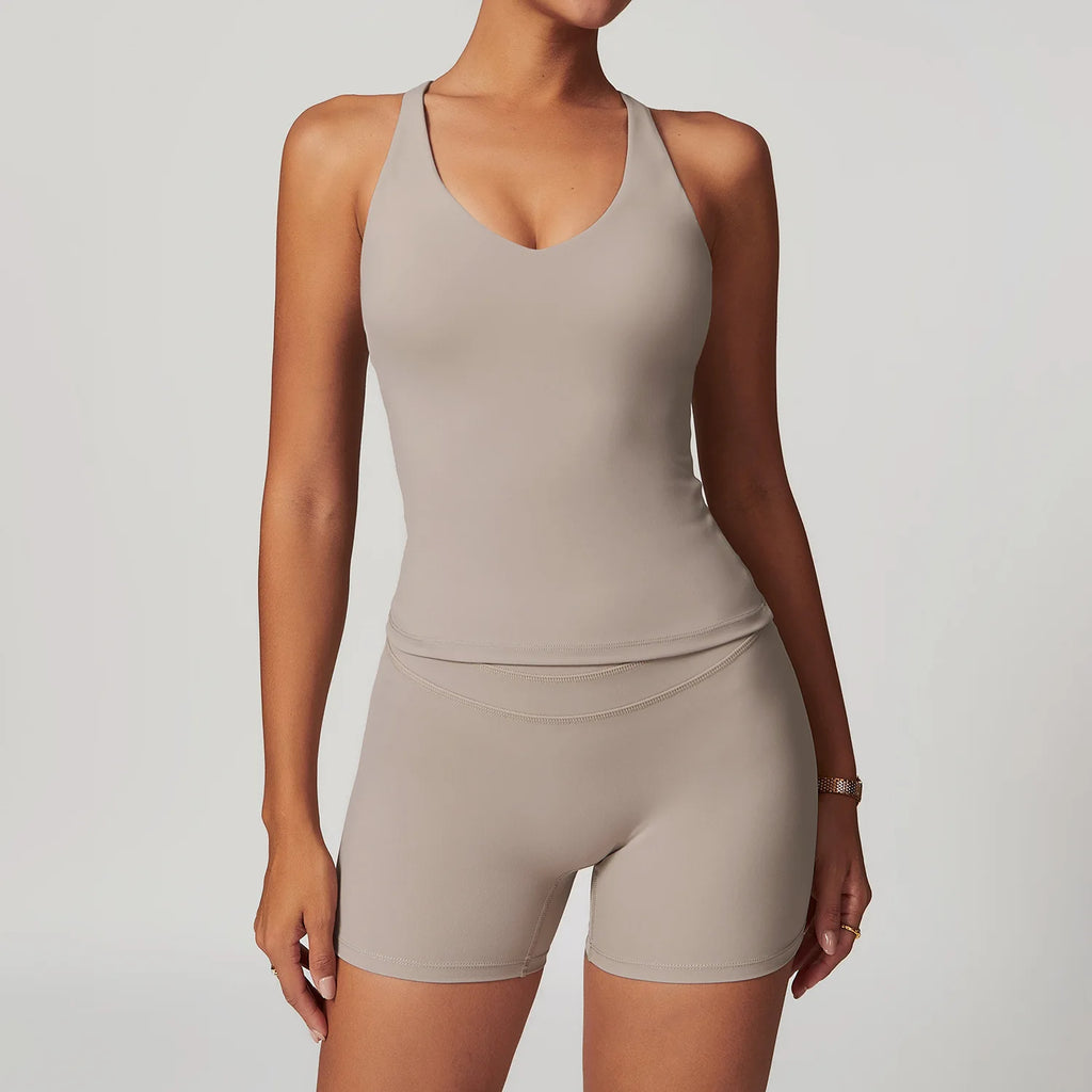 Sunshine Sensation | Fitness Tank Top + Biker Shorts Set