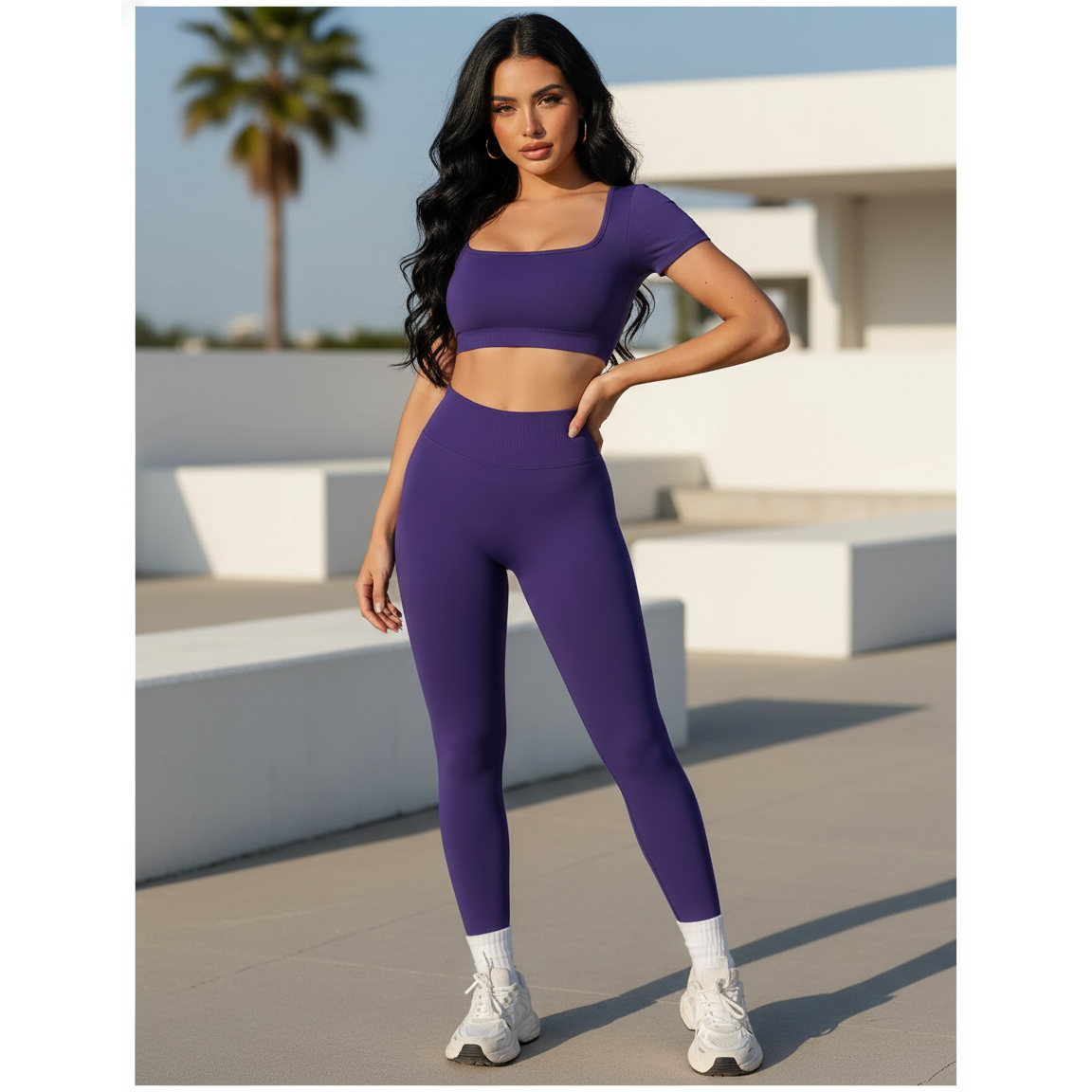 Too Cute To Cover | Backless Crop Top + High Waist Active Leggings Set
