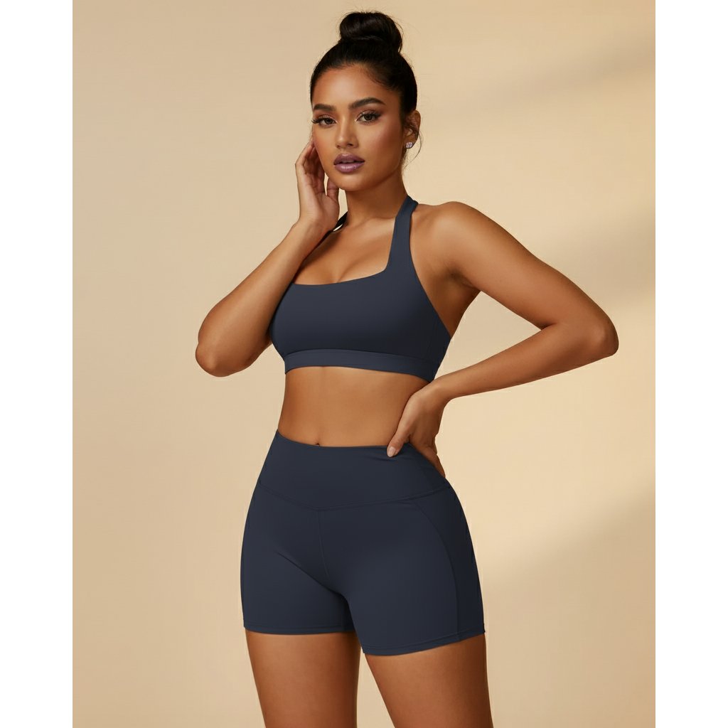 Motivated (ish) | Halter Sports Bra + Active Shorts Matching Set