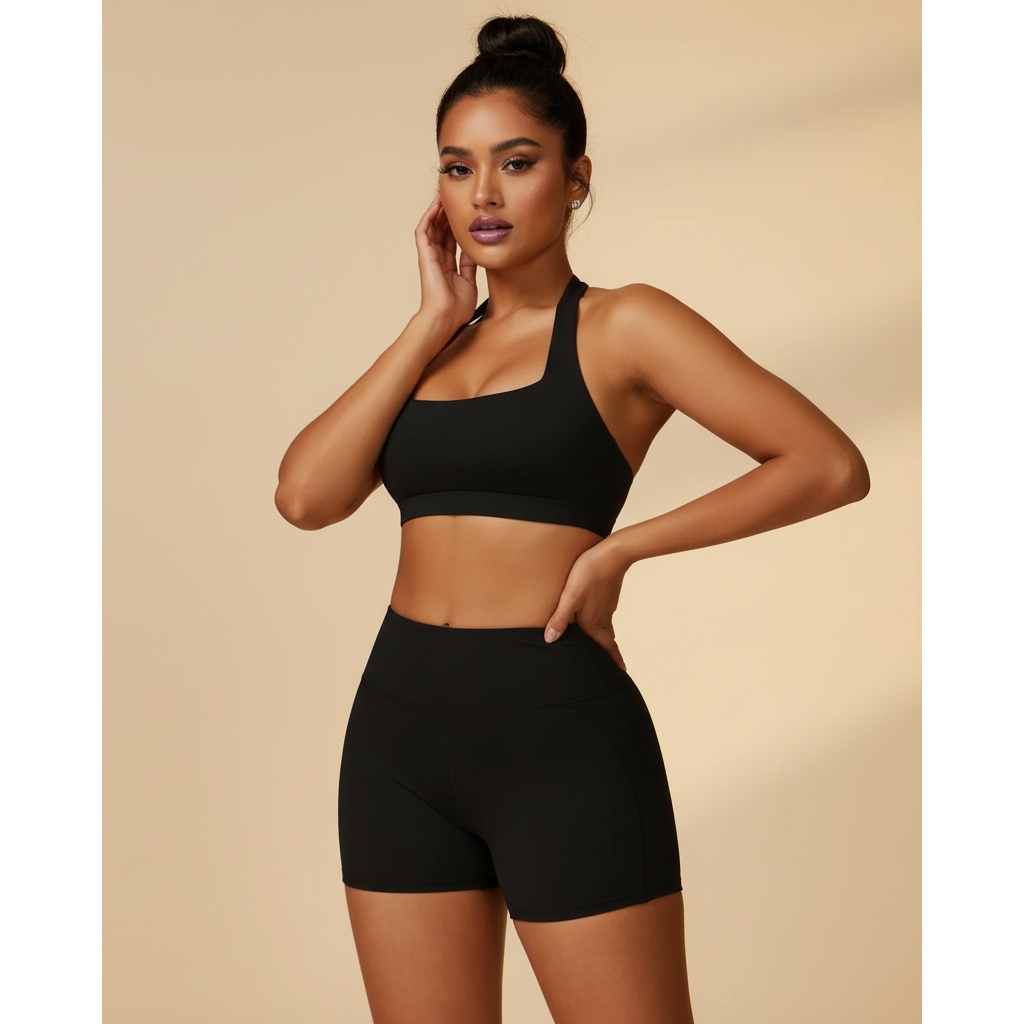 Motivated (ish) | Halter Sports Bra + Active Shorts Matching Set