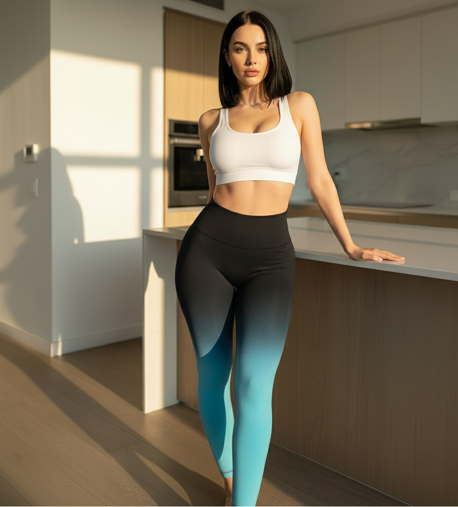 Xooie Fit gradient multicolor high waist leggings in blue and black for stylish workouts and casual wear