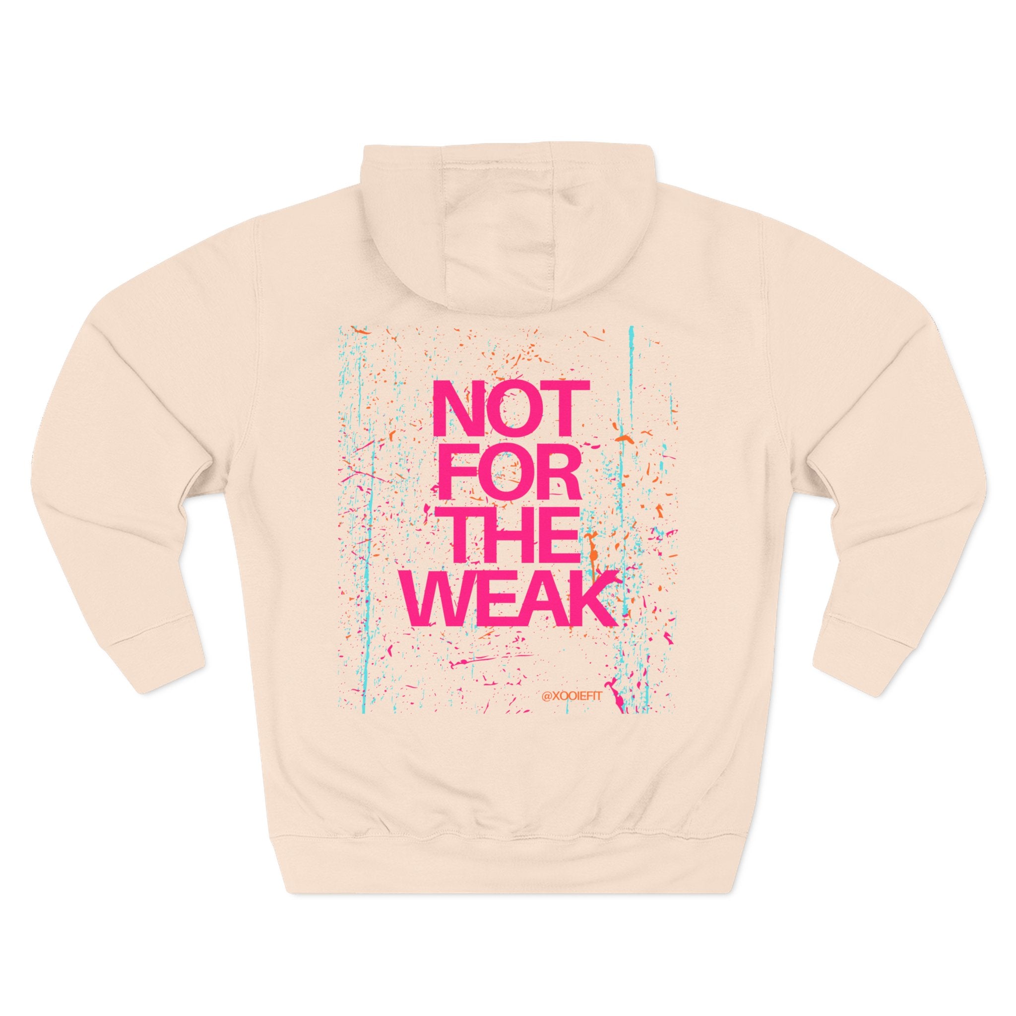 Off-white three-panel graphic fleece hoodie, back print “NOT FOR THE WEAK”