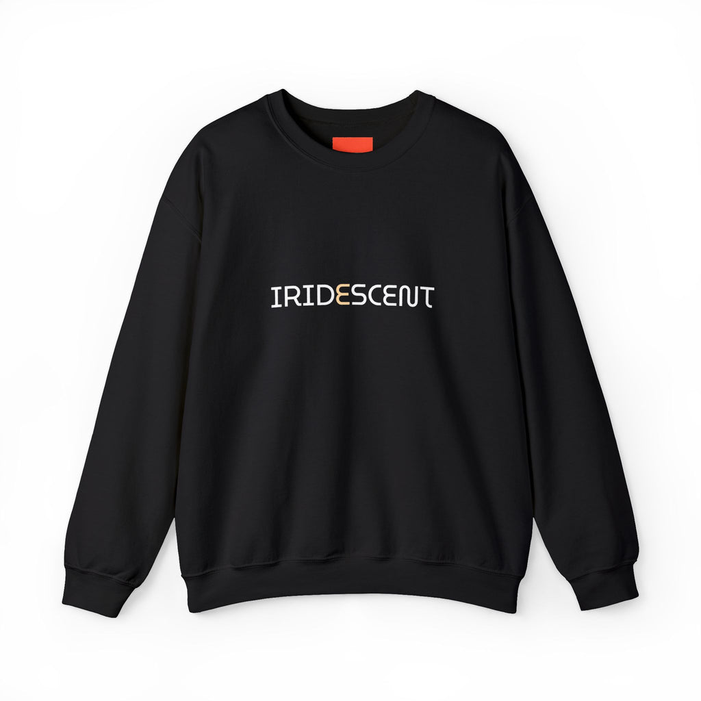 Black graphic sweatshirt featuring an iridescent text design for a stylish look