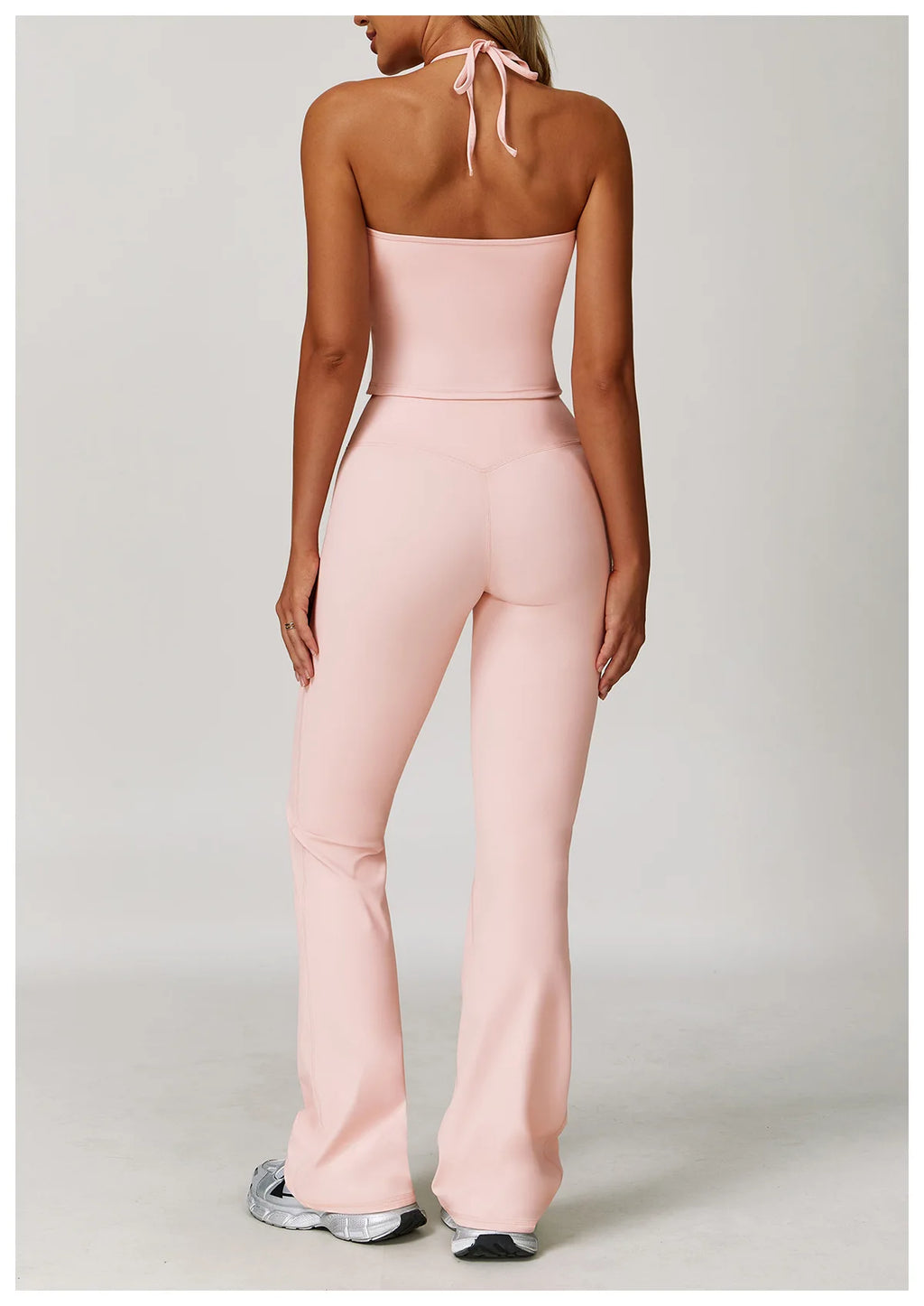 Xooie Fit Halter Tank Top and Leggings Set in Soft Pink for Comfortable and Stylish Wear
