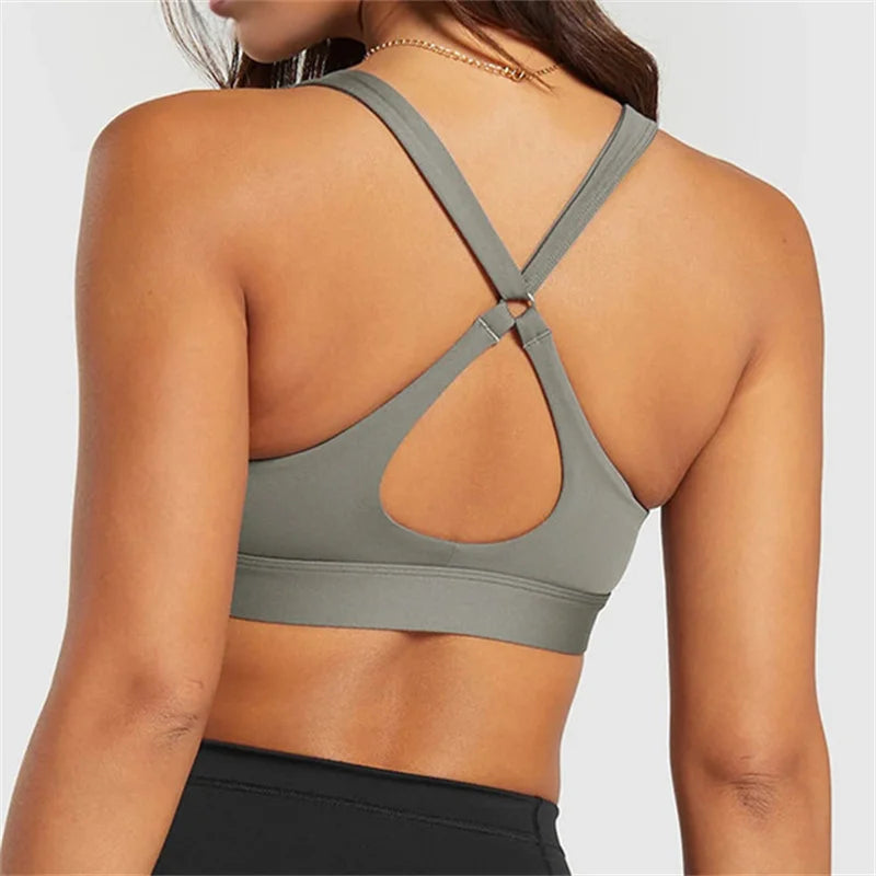 Xooie Fit high-intensity sports bra featuring a stylish cross-back design for maximum support