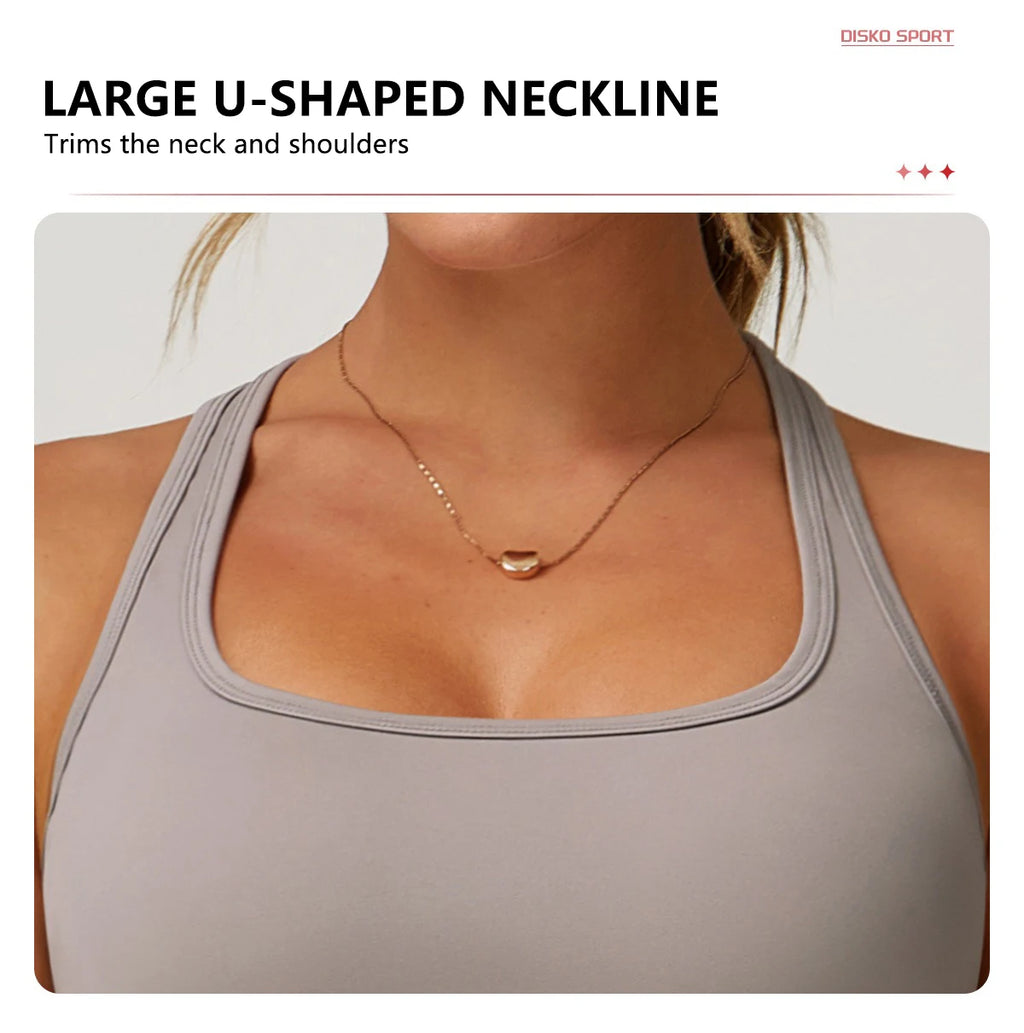 Xooie Fit two-piece set featuring a large U-shaped neckline in high-performance activewear fabric