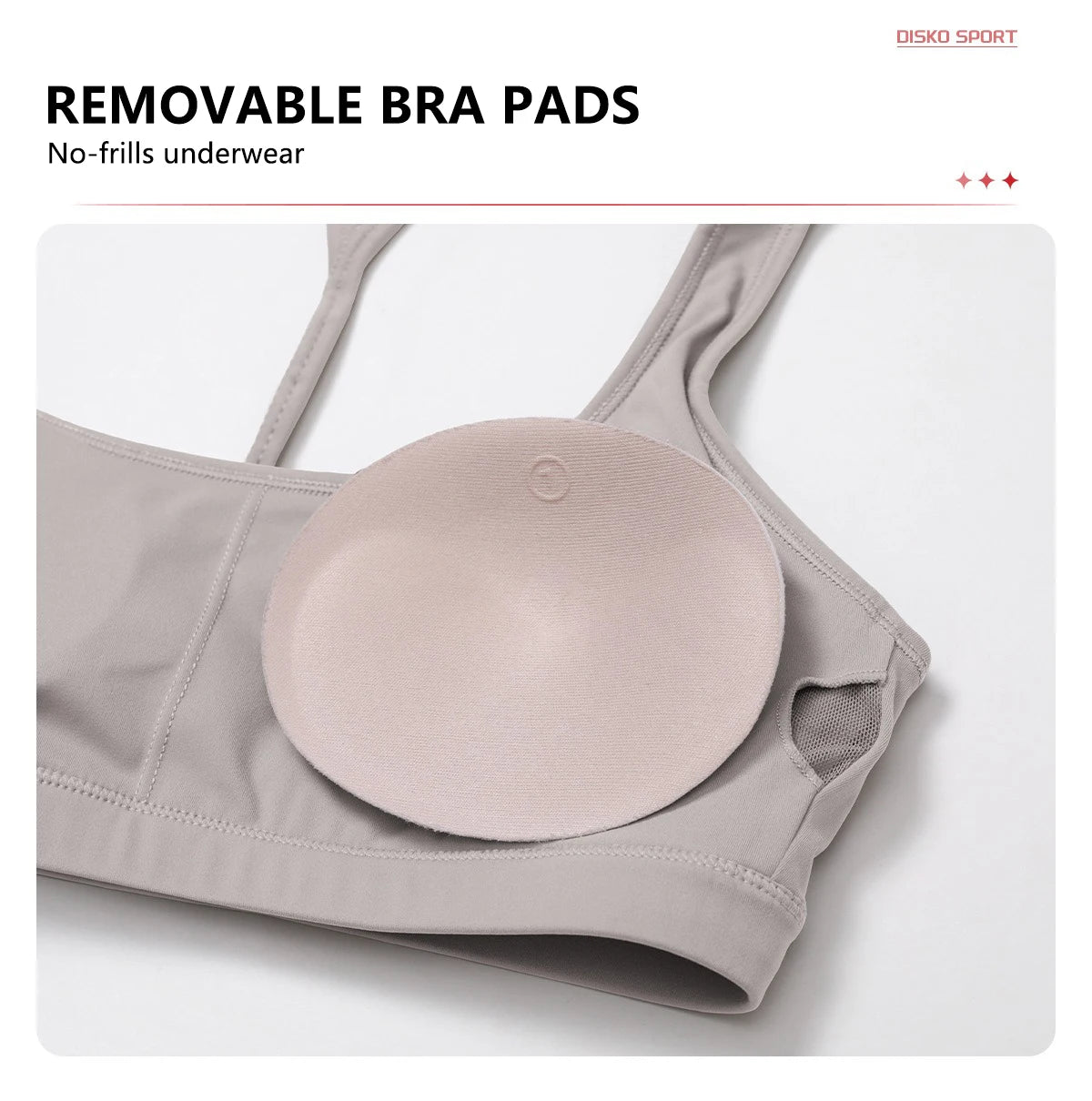 Xooie Fit two-piece set featuring removable bra pads in high-performance activewear beige fabric