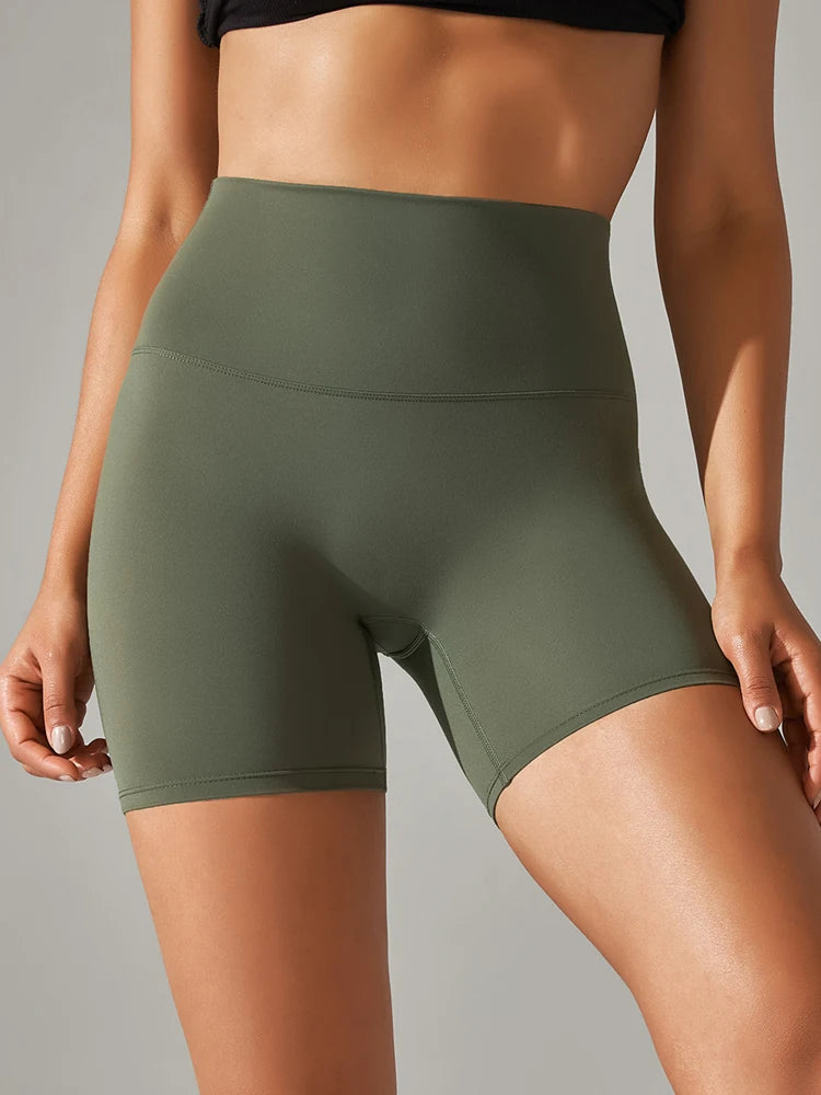 Xooie Fit olive green high quality active shorts with high waistband for women