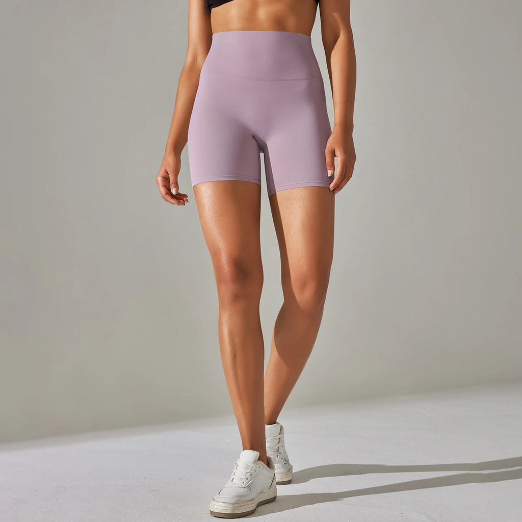 Xooie Fit high quality active shorts for women in light purple with a high waist design