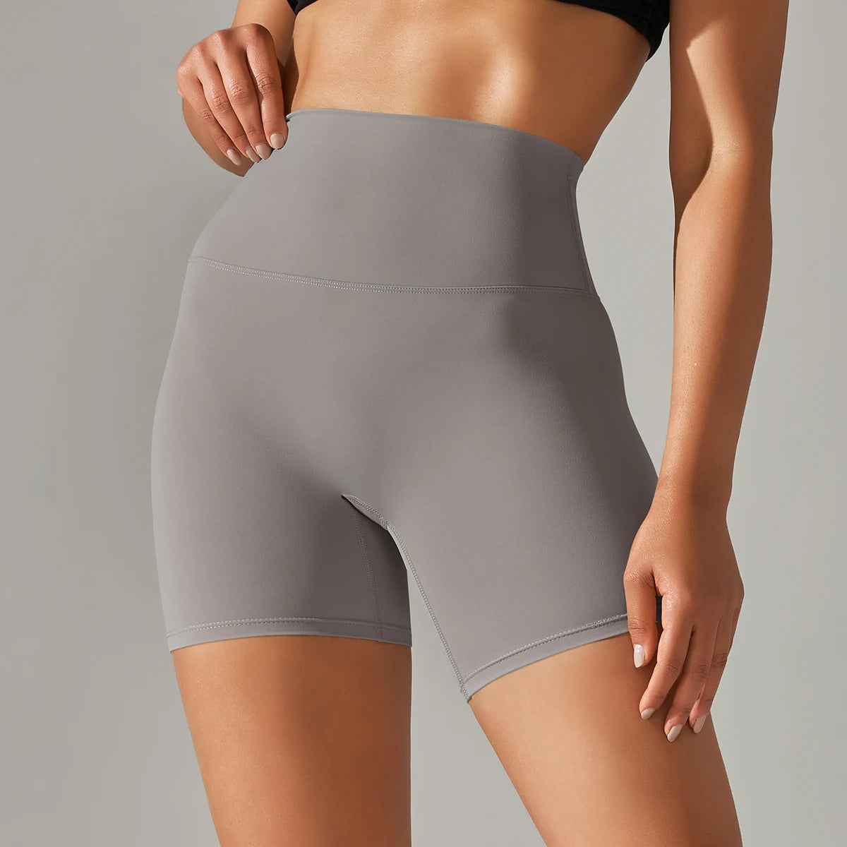 Xooie Fit high quality active shorts in gray with a high waistband for comfortable workout wear