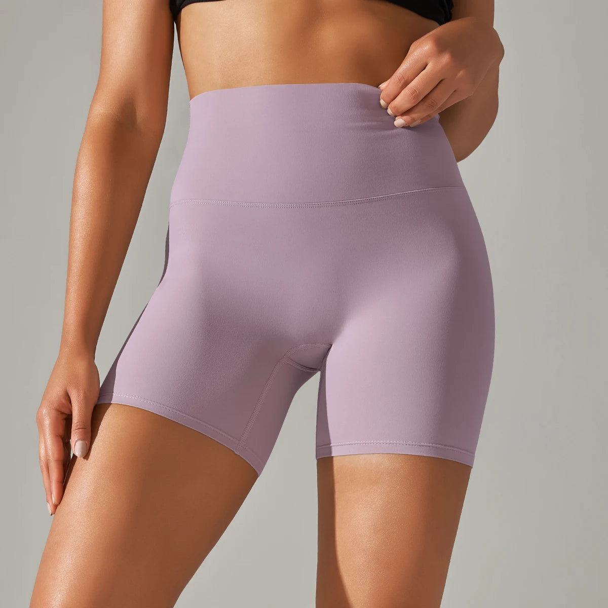Xooie Fit high quality active shorts in lavender with a high waistband for women