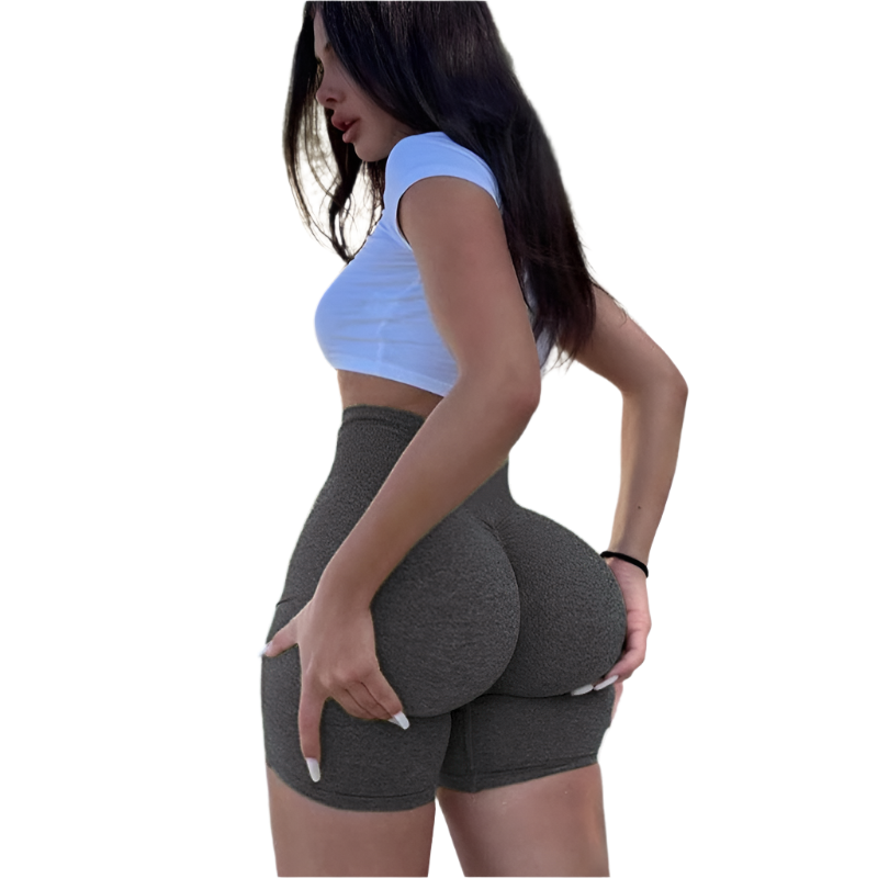 Xooie Fit high waisted workout shorts in olive green designed for comfort and flexibility during exercises