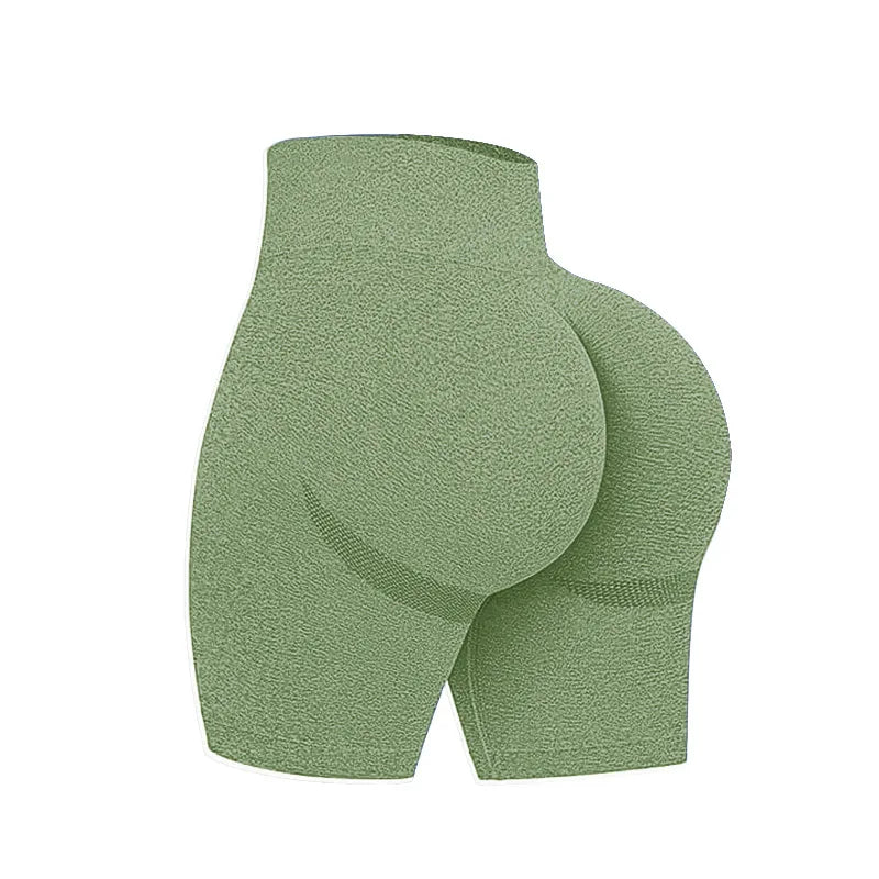 Xooie Fit high waisted workout shorts in green for comfort and support during exercise