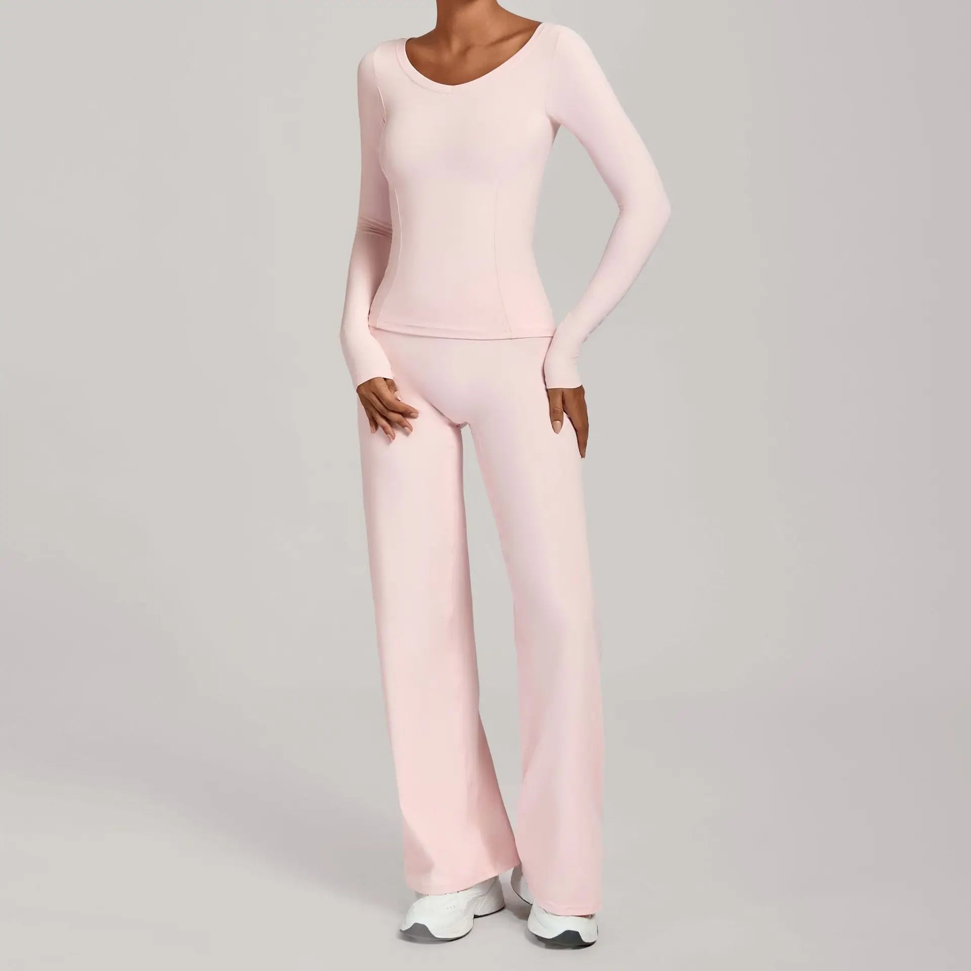 Mauve Muse | Long Sleeve Active Shirt + Flare Pants Matching Set