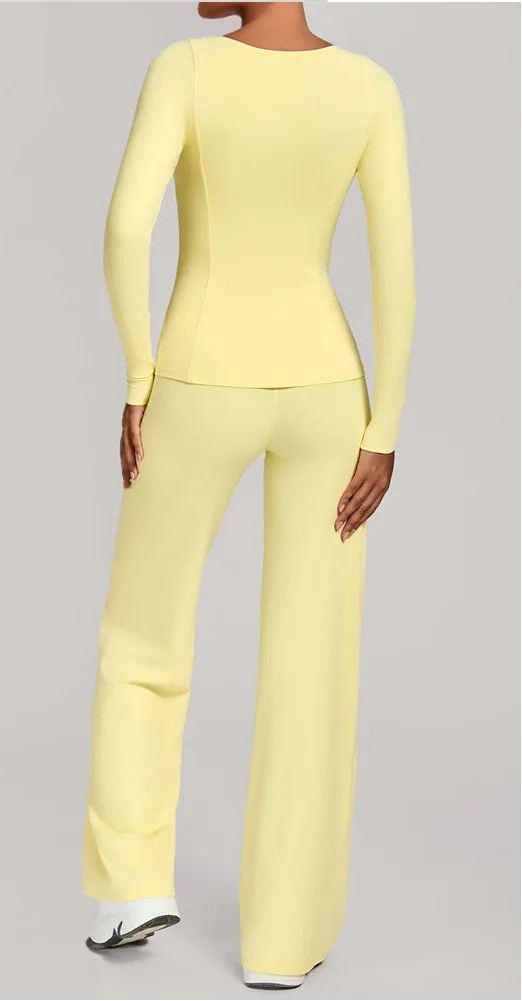 Mauve Muse | Long Sleeve Active Shirt + Flare Pants Matching Set