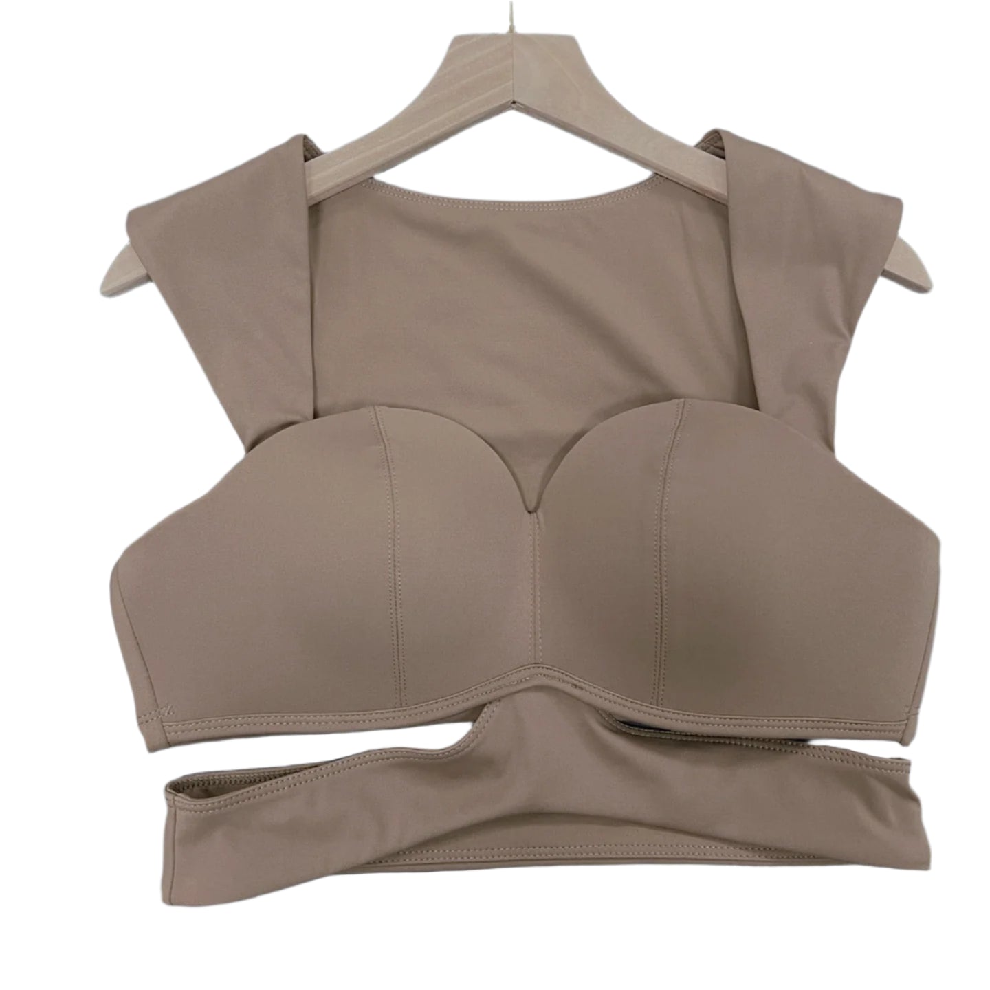 Xooie Fit Two-Piece Matching Yoga Set for Women in Soft Beige Color with Stylish Cut-Out Bra