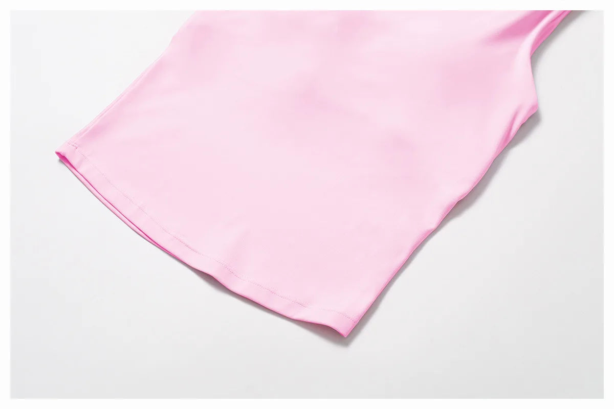 Xooie Fit Pink One Shoulder Workout Top in Stretchy Fabric for Comfortable Exercise