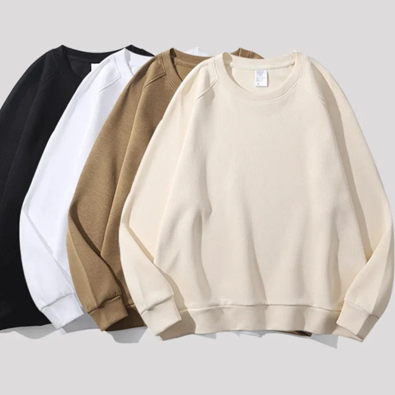 Xooie Fit oversized fleece sweatshirt for women in black, white, brown, and cream colors
