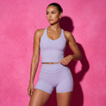 Light Purple fitness set: halter tank top and matching high-rise biker shorts