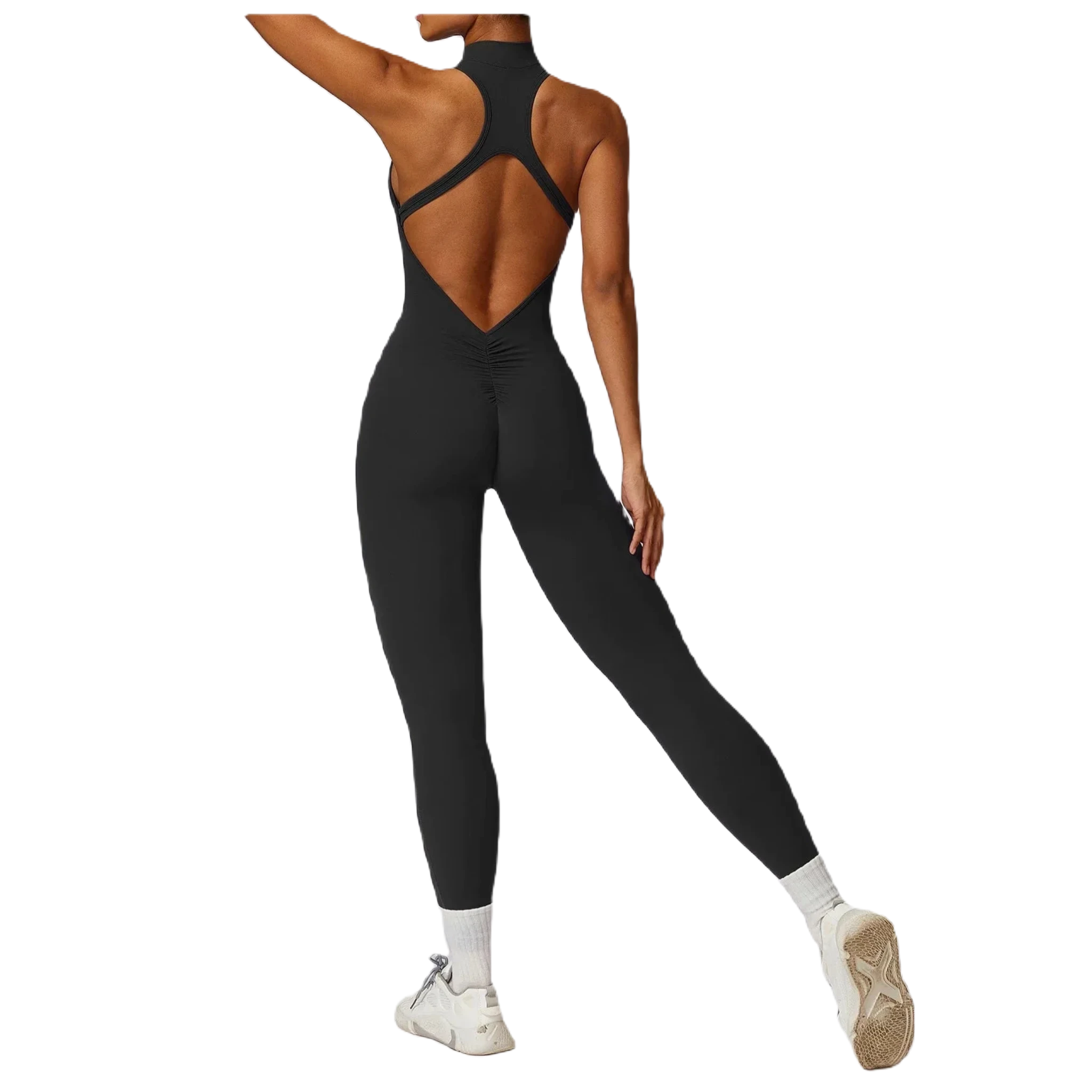 Rep Your Back Yoga Zipper Open-Back Jumpsuit