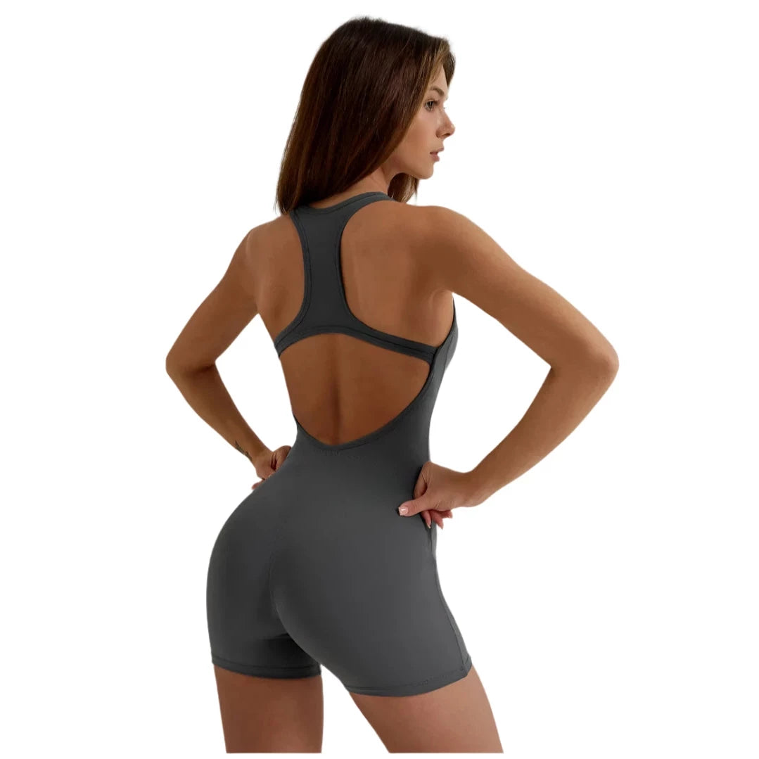 Fit, Fierce, and Probably Late | Open-back Fitness Romper