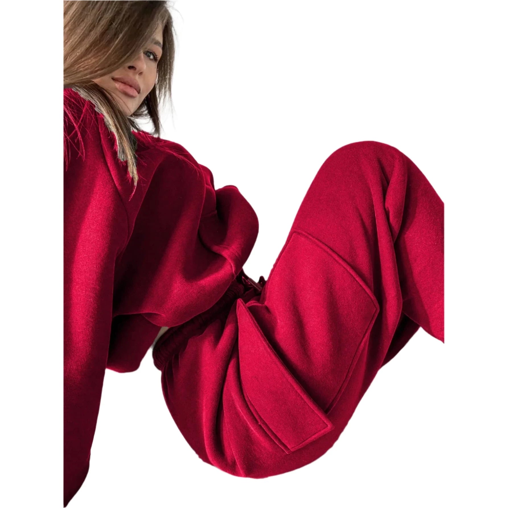 Now Babe, Jogger Hoody + Sweat Pants W/ Pockets Two-Piece Set