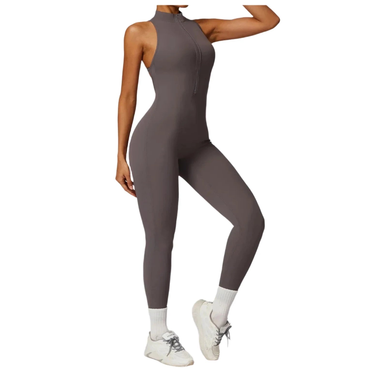 Rep Your Back Yoga Zipper Open-Back Jumpsuit