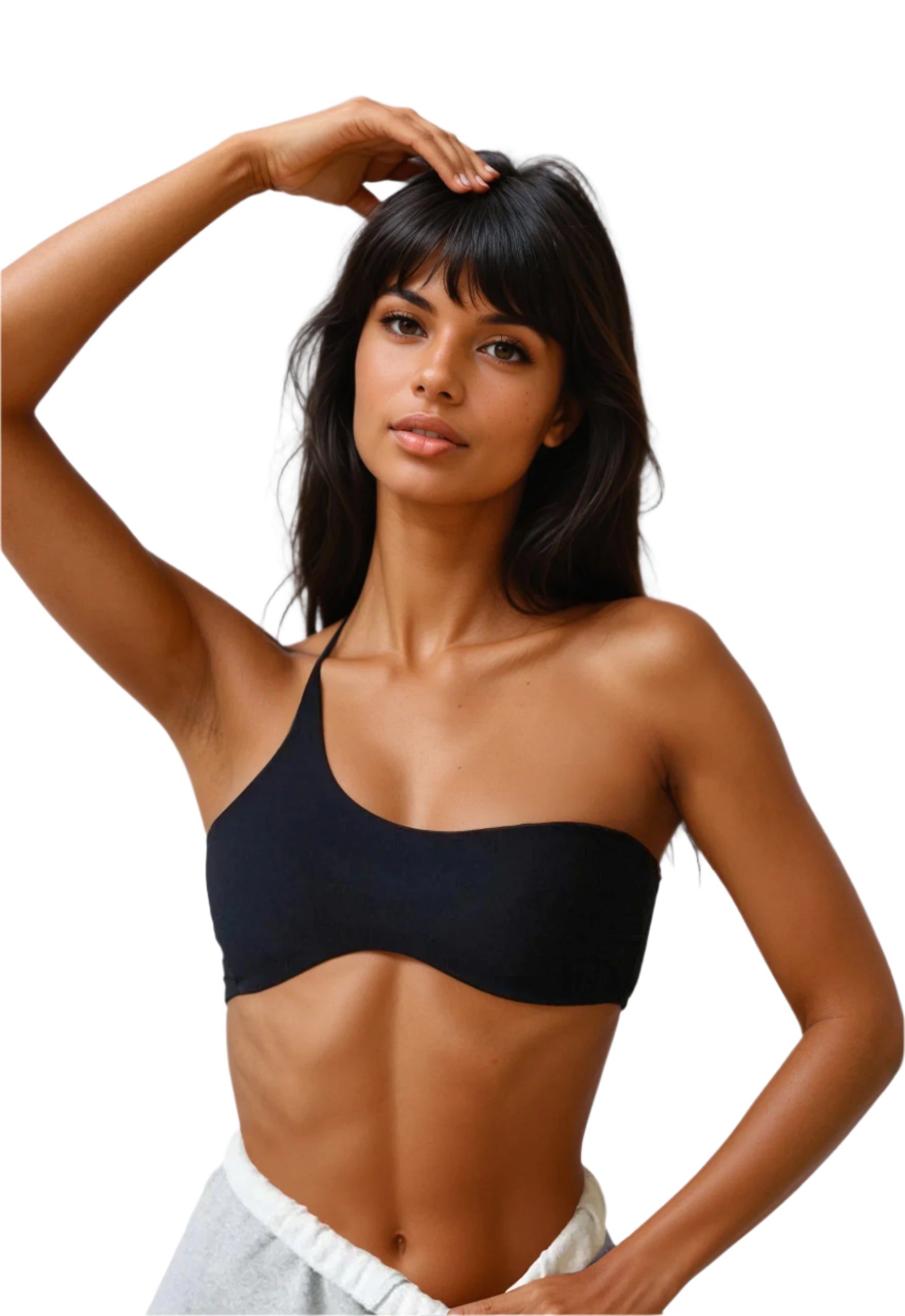 Xooie Fit Single-Strap Bralette for Workouts in Black, ideal for comfort and style during exercise
