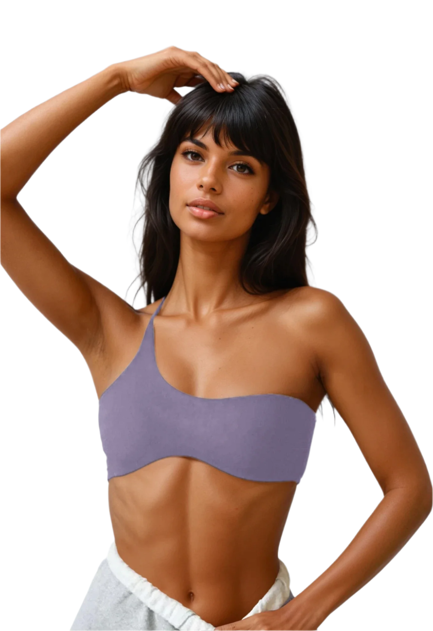 Xooie Fit single-strap bralette for workouts in purple for stylish comfort and support