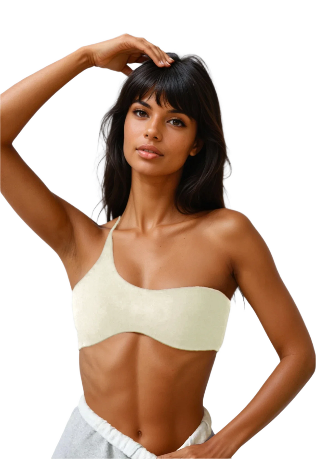 Xooie Fit Single-Strap Bralette for Workouts in Light Beige with a Sleek and Stylish Design