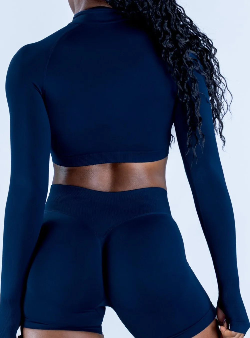Zip Never Trip | Long Sleeve Crop Top Zipper Collar w/ Thumb Hole Sleeves Active Top