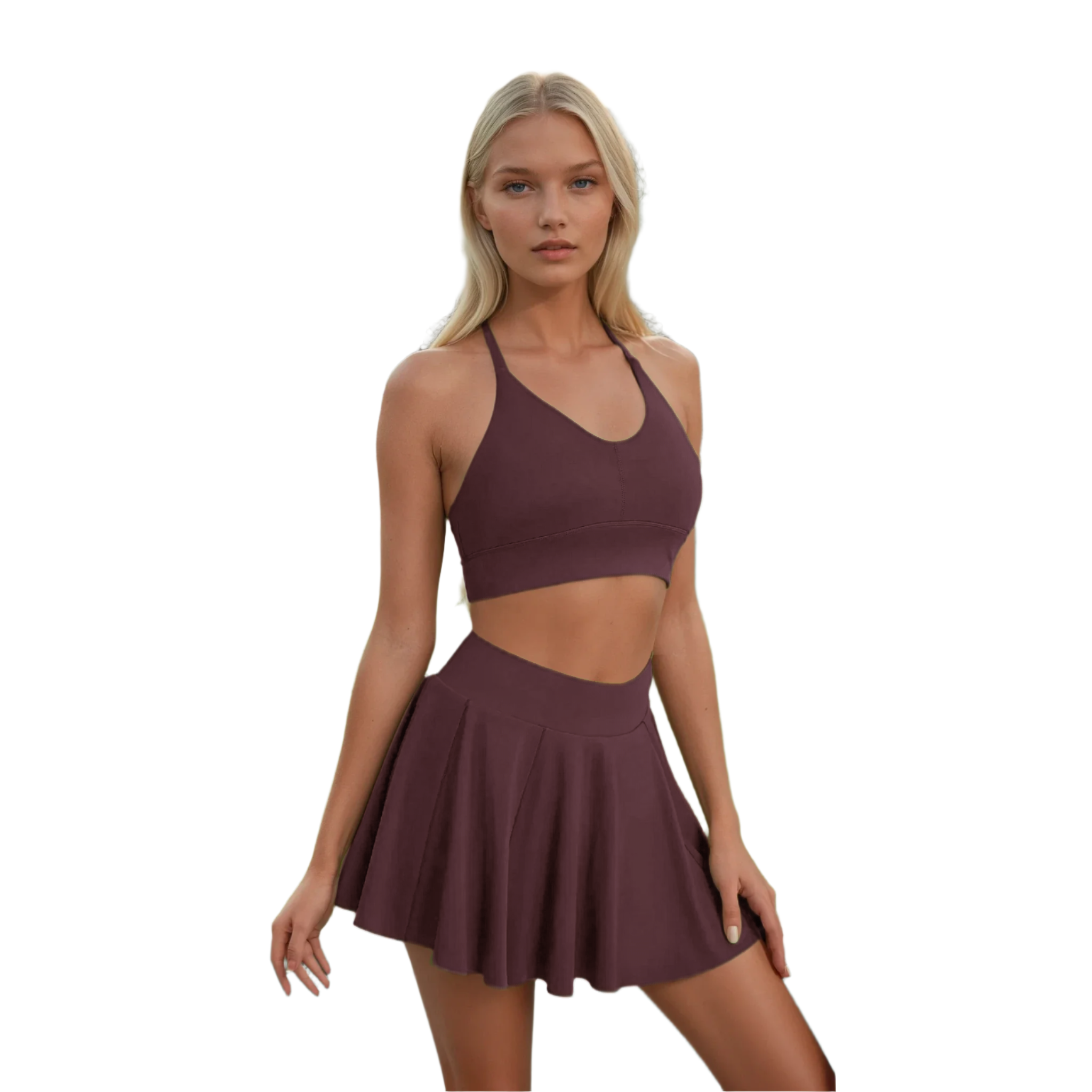 Match Maiden | Sport Bra + Skort w/ Pockets Matching Set