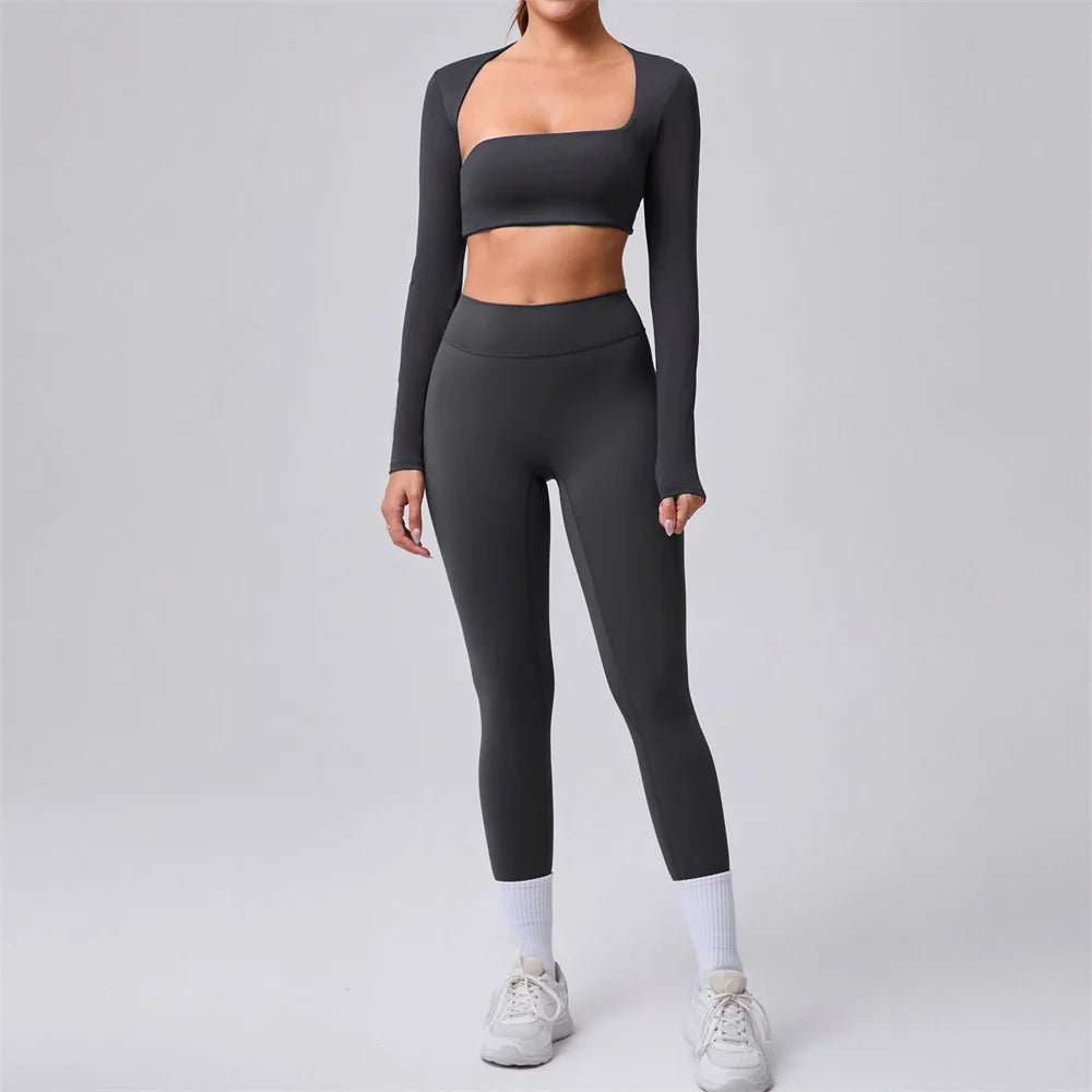 Xooie Fit unique crop top design paired with matching leggings for a stylish workout look