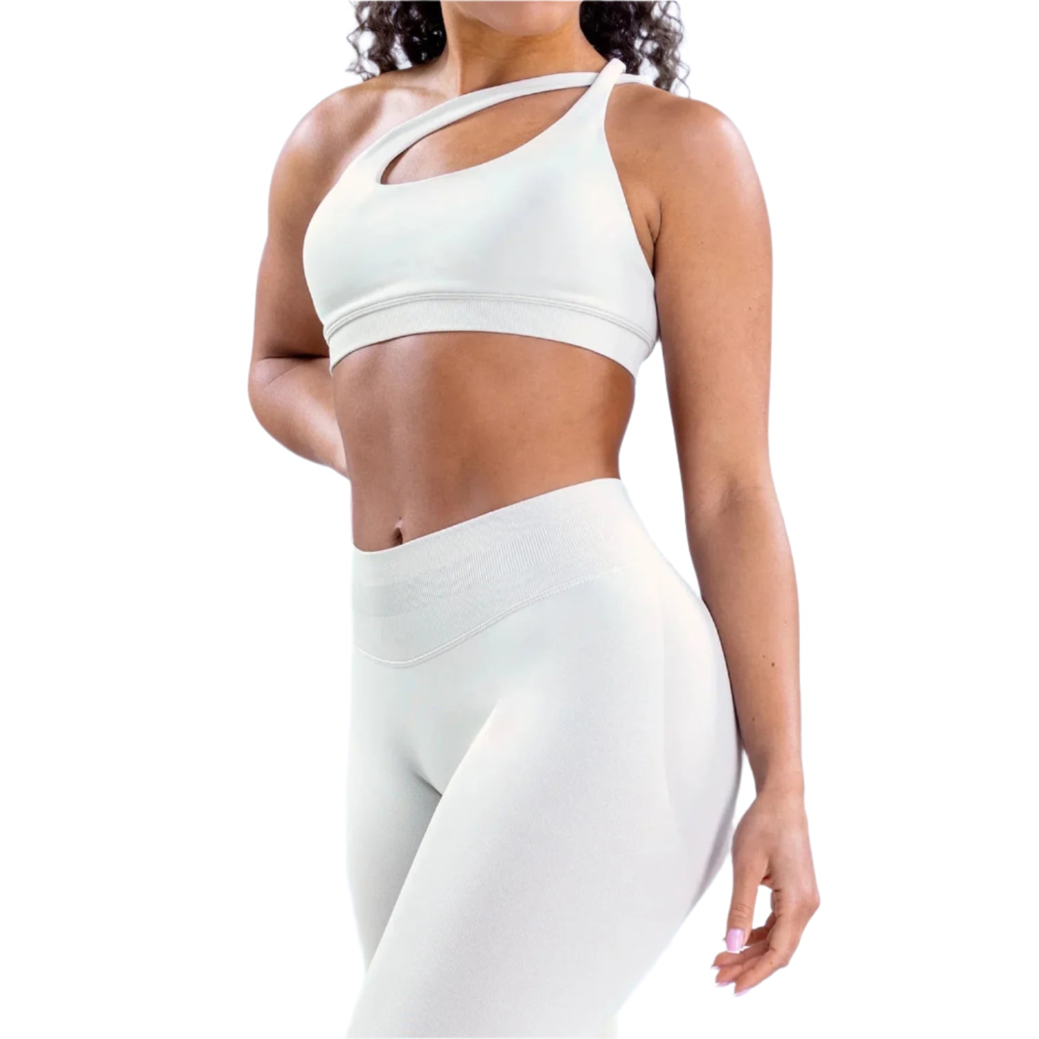 Xooie Fit unique side-strap bralette in light color designed for comfort and style during workouts