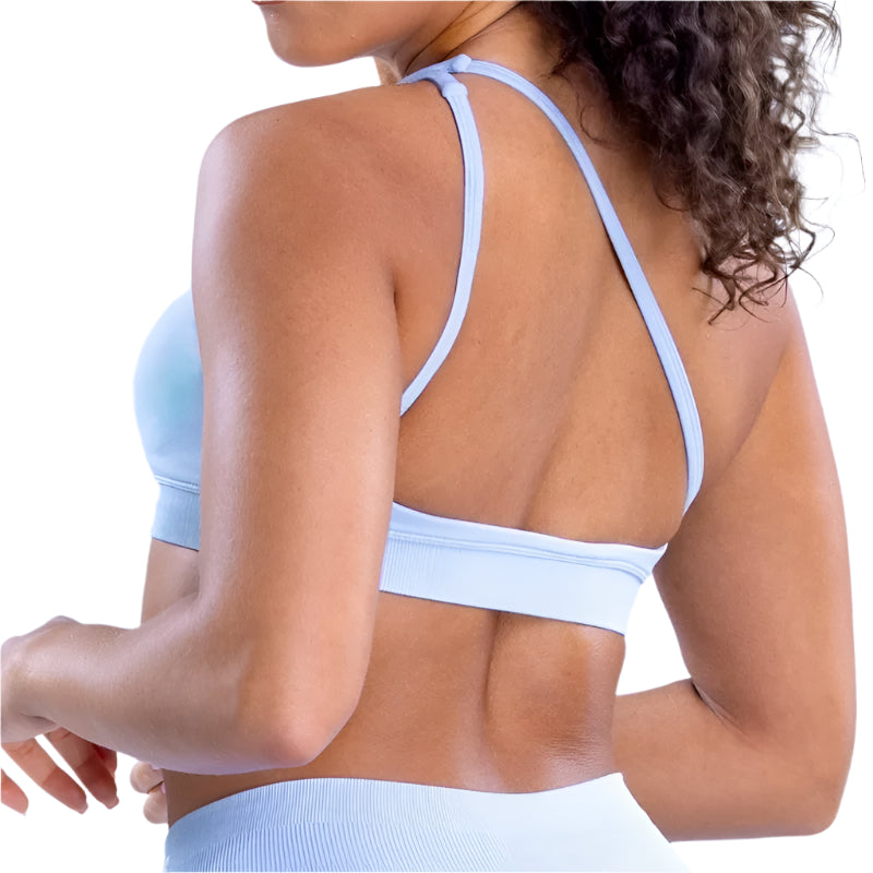 Xooie Fit unique side-strap bralette in light blue with comfortable fit and stylish design
