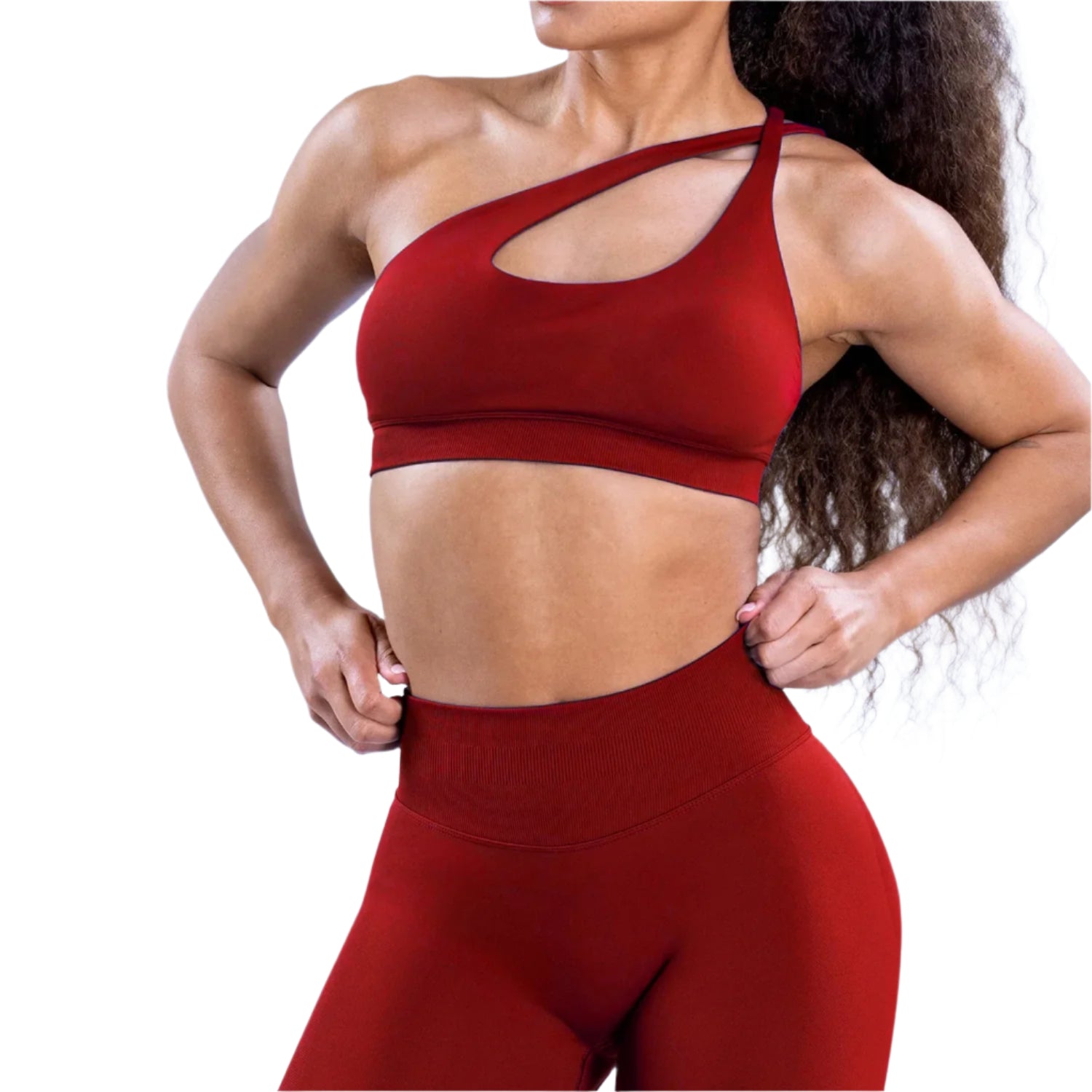 Xooie Fit unique side-strap bralette in red, designed for comfort and style during workouts