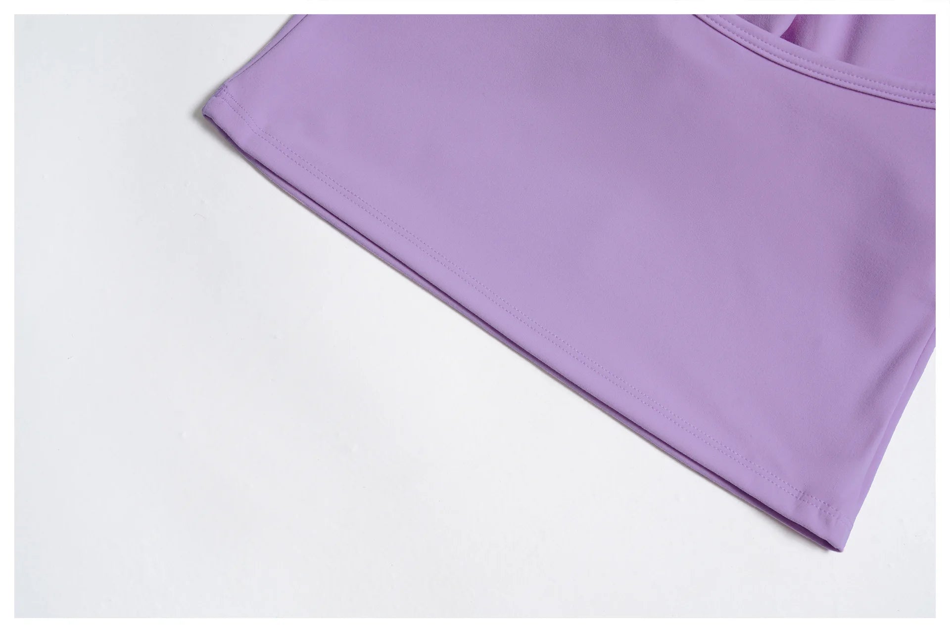 Lavender strap tank top sleeve edge and straight hem