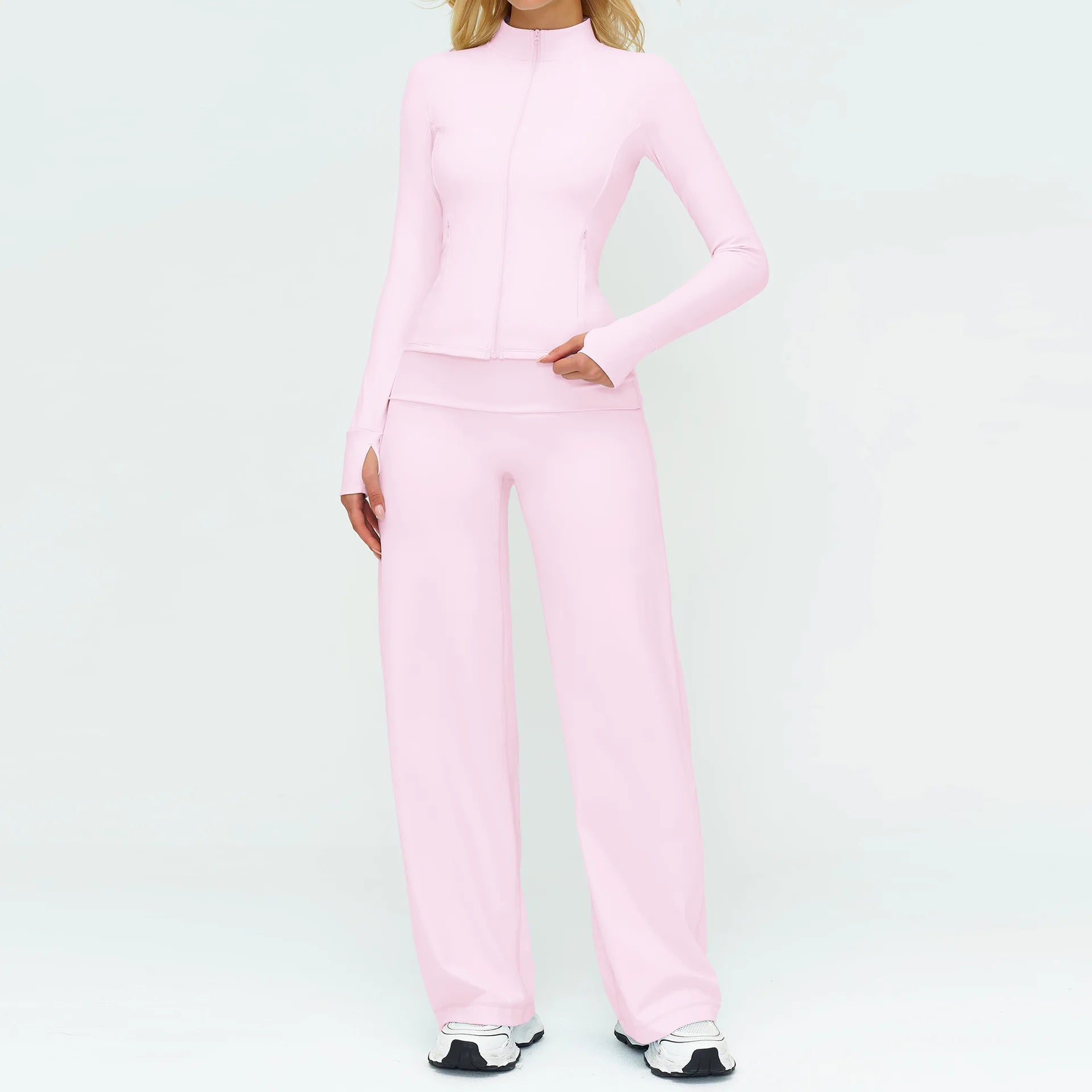 Pink Xooie Fit 3 piece set including a stylish long-sleeve top and matching pants