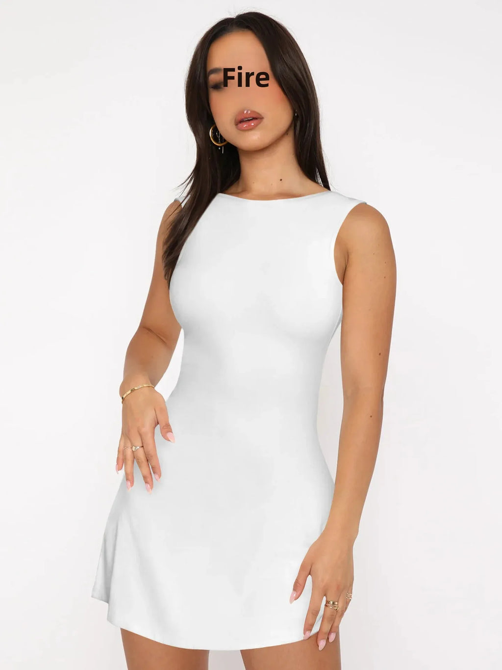 Xooie Fit White Active Mini Backless Dress Perfect for Casual Outings and Summer Events