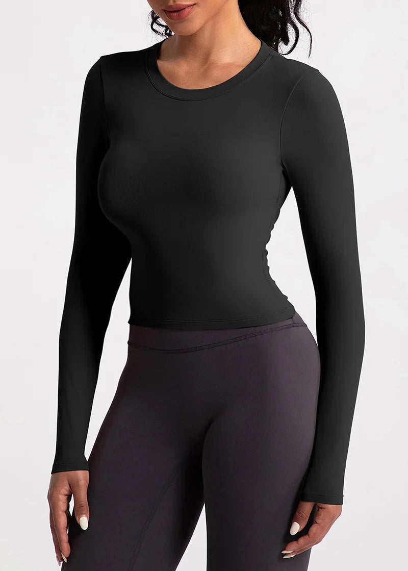 Compressed Never Stressed | Backless Long Sleeve Fitted Active Crop Top