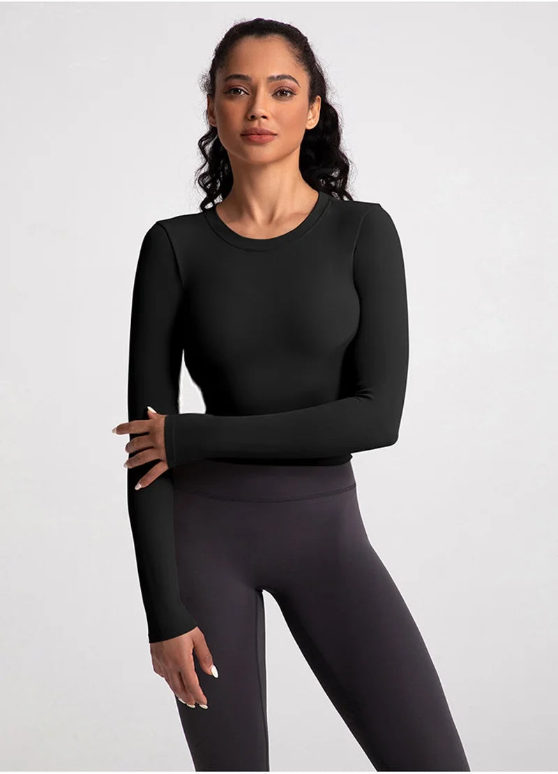 Compressed Never Stressed | Backless Long Sleeve Fitted Active Crop Top